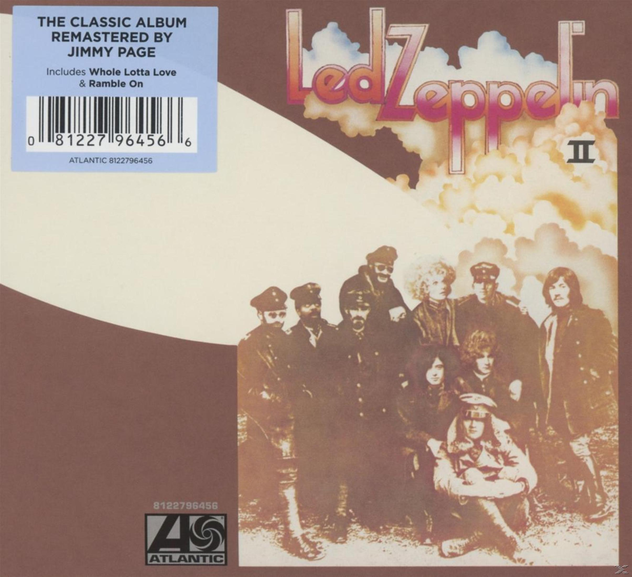 La copertina dell'album mostra un gruppo di persone vestite con abiti scuri. Il titolo è 'Led Zeppelin II'.
