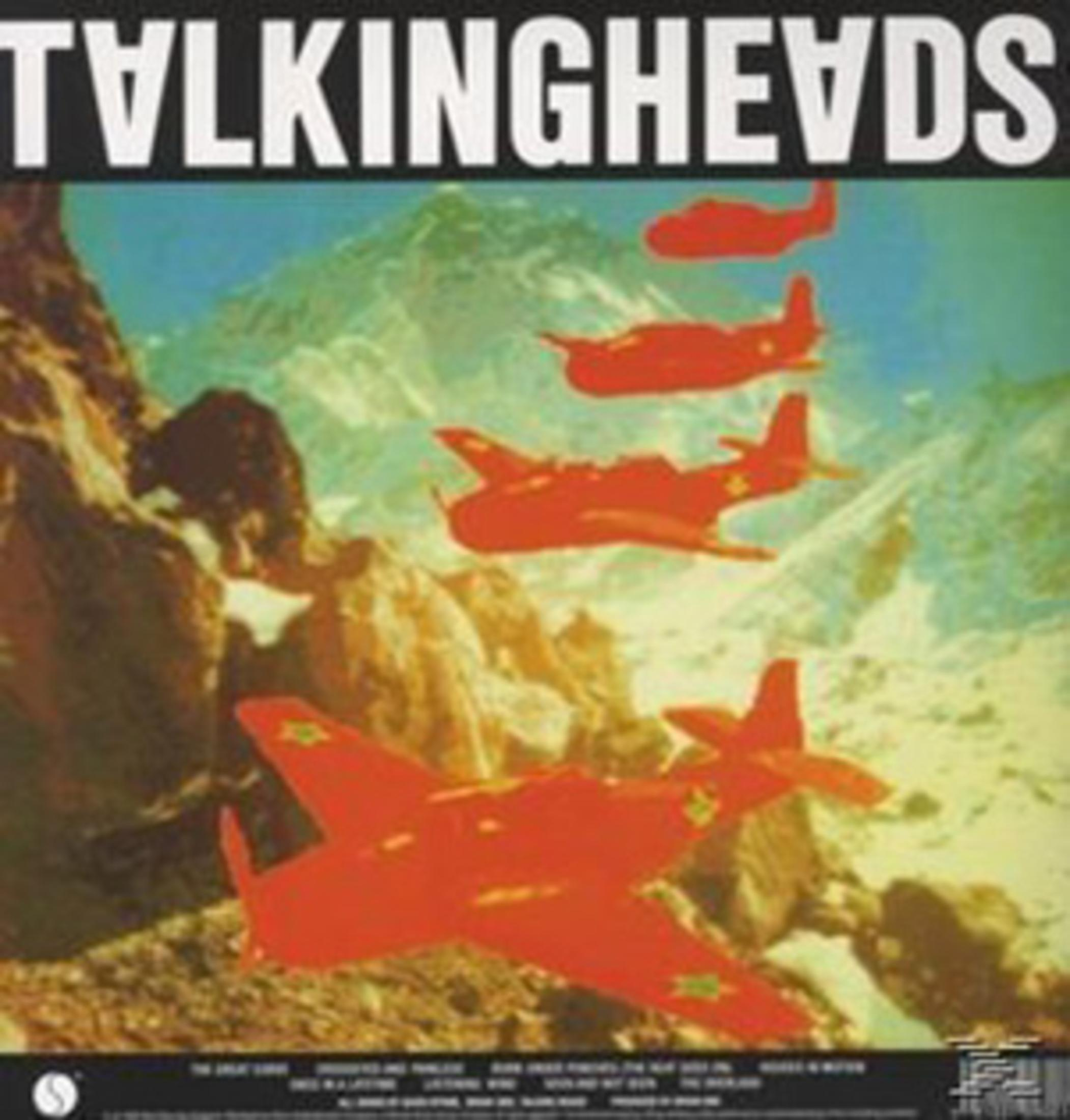 Copertina dell'album con aerei rossi che volano sopra un paesaggio montuoso, dei Talking Heads.