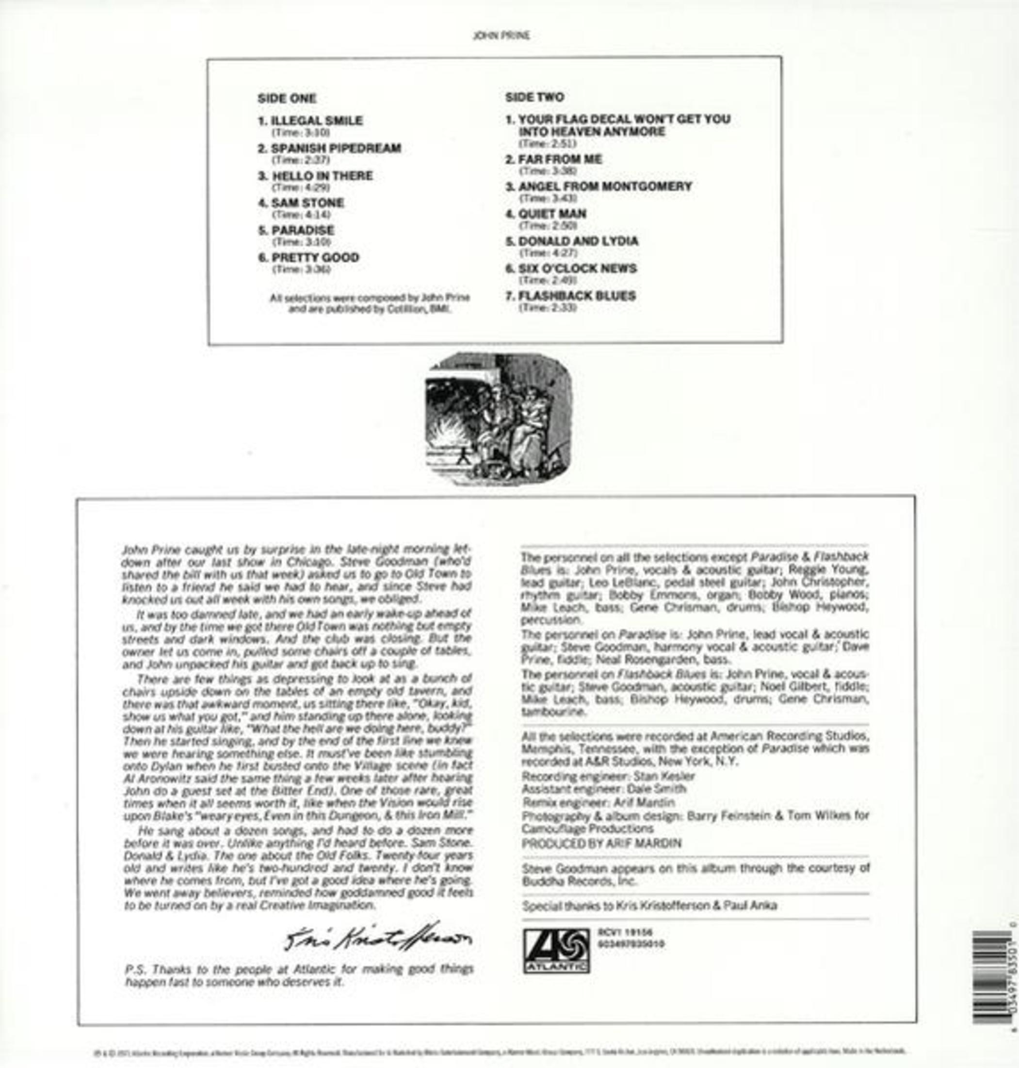 Copertina dell'album con titoli delle canzoni e crediti, con un'immagine in bianco e nero di persone.
