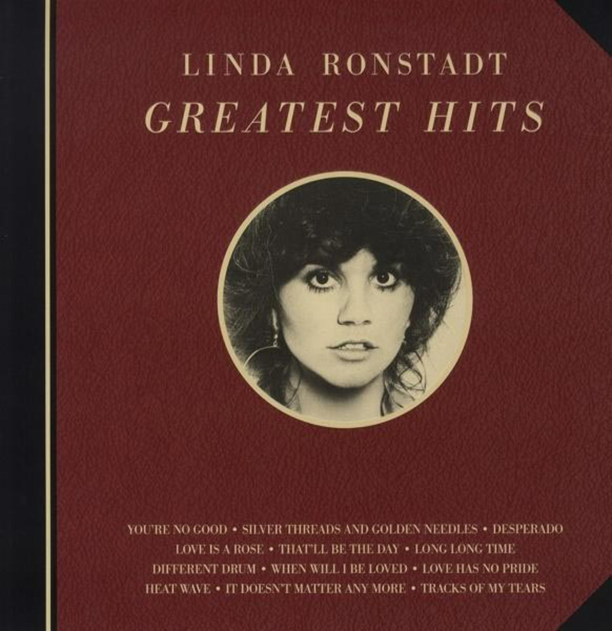 Albumhoes van Linda Ronstadt, met haar portret in een cirkel, albumtitel en songlijst.