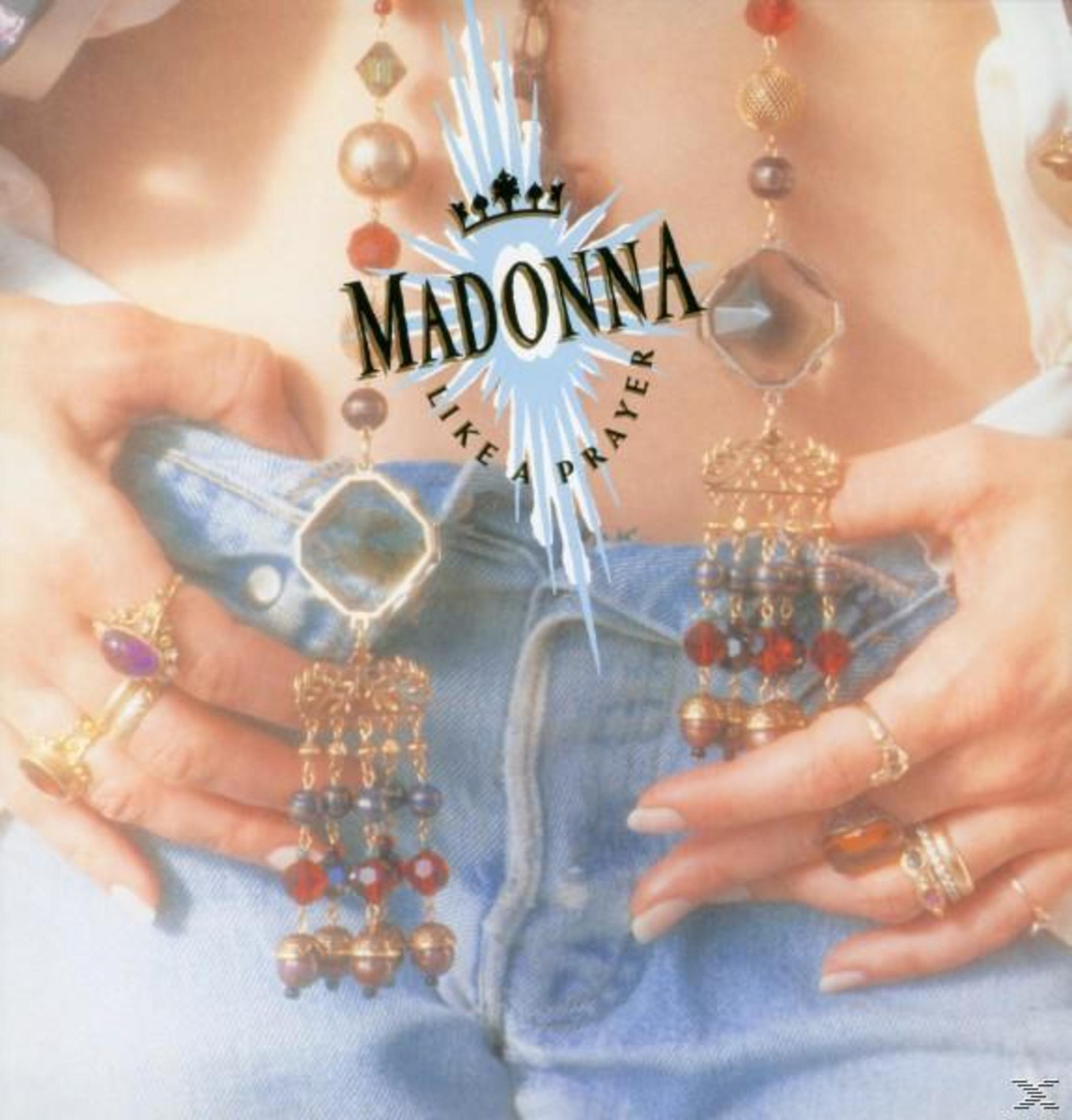 Copertina: Madonna in jeans, gioielli e titolo dell'album Like A Prayer.