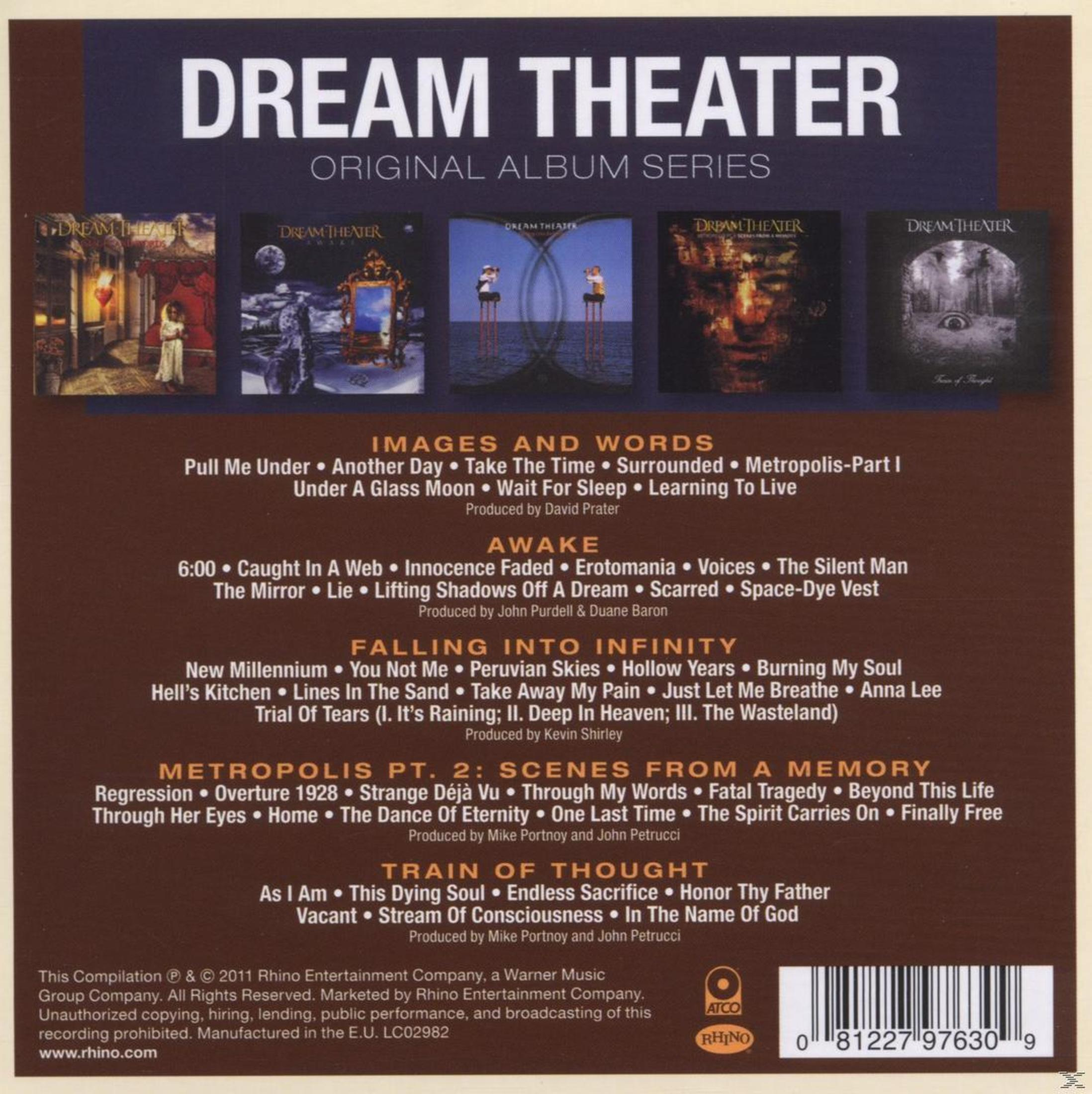 Copertina dell'album con il nome 'Dream Theater' e diverse copertine di album.