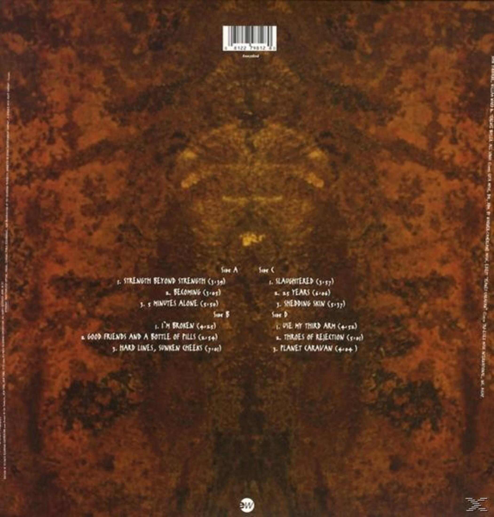 Retro copertina dell'album. Sfondo marrone con titoli delle canzoni. Titolo dell'album e nome dell'artista non visibili. Lato A, B, C e D.