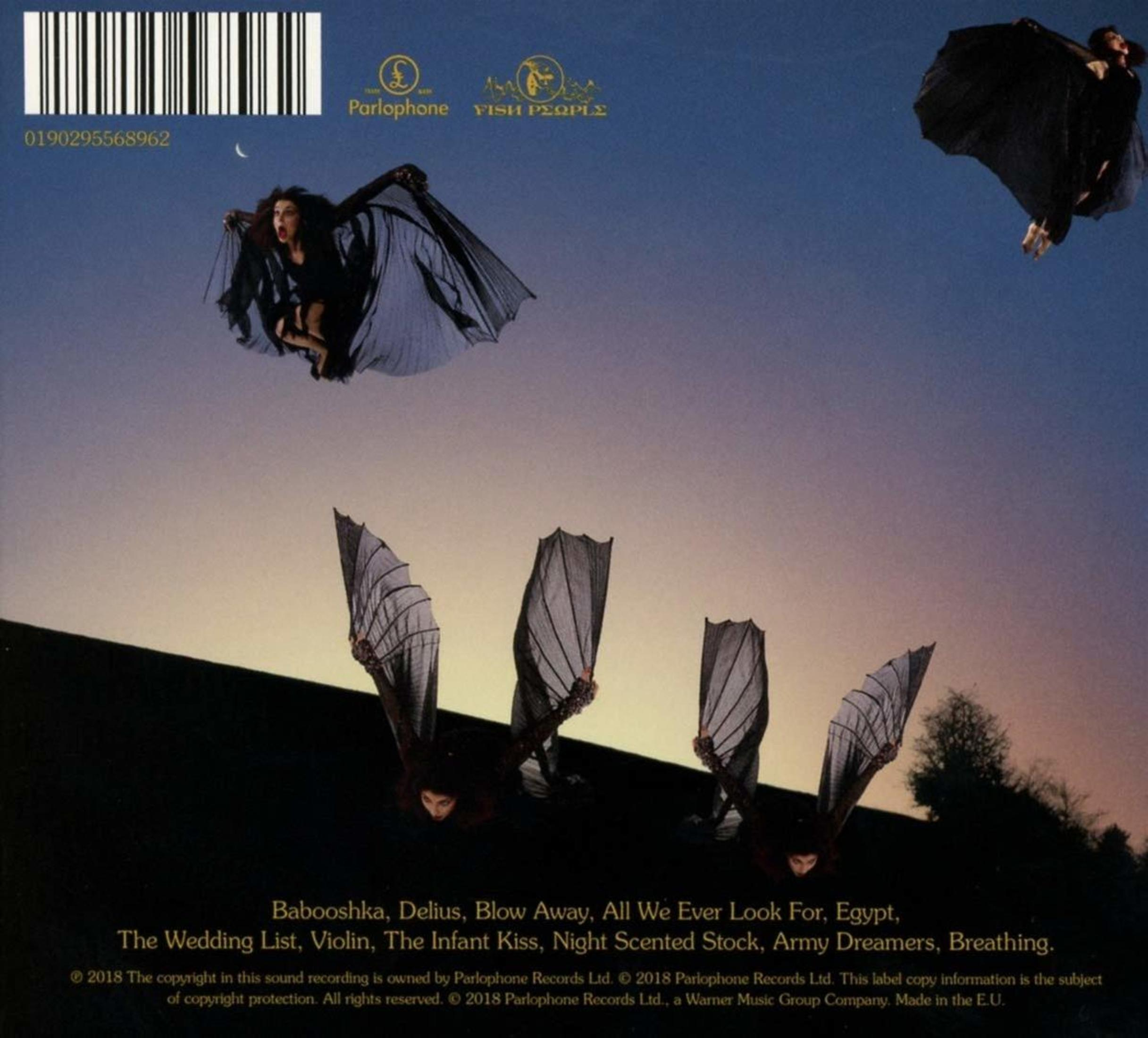 Copertina dell'album con donne volanti e un paesaggio. Testo: Babooshka, Delius, Blow Away. Cielo blu scuro.
