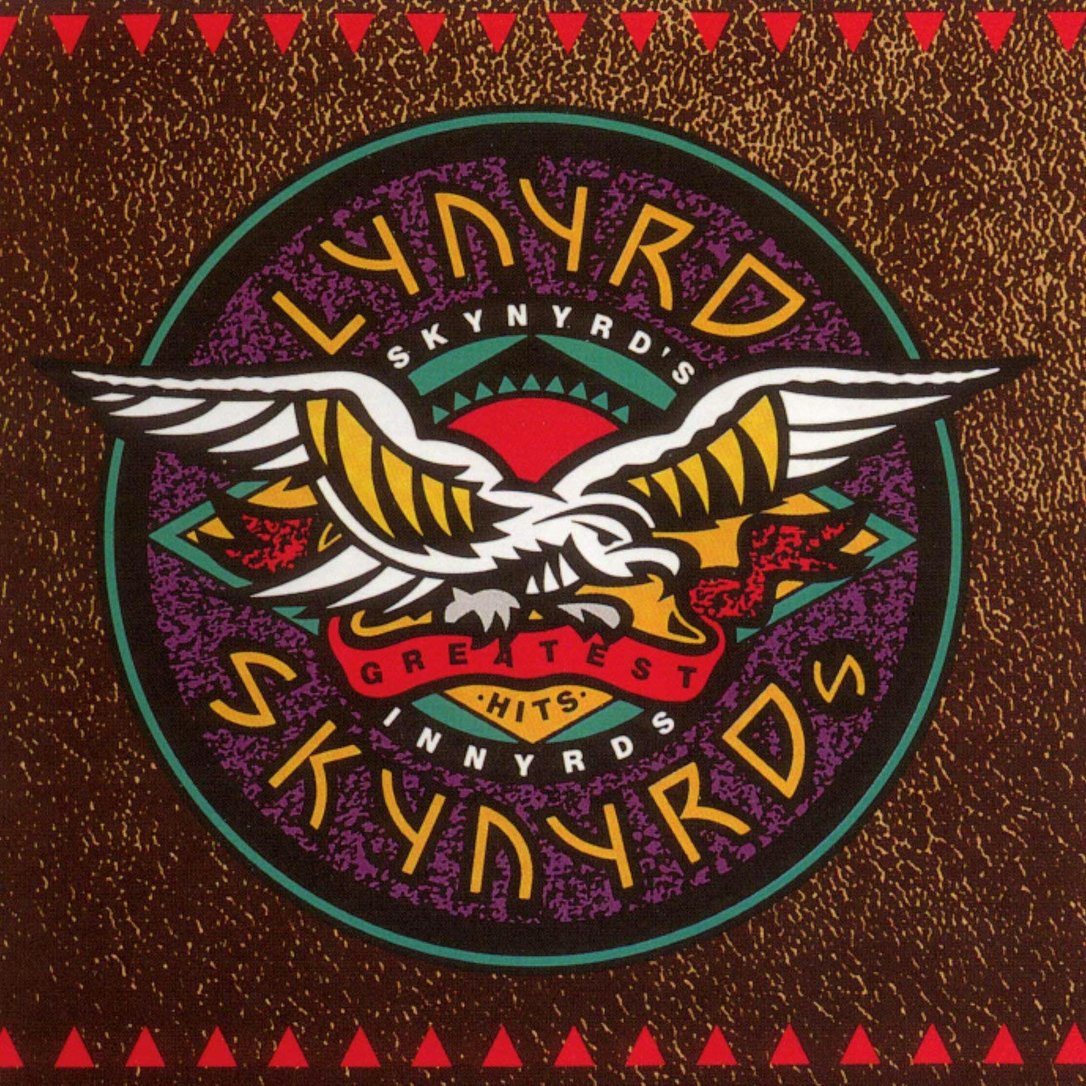 Copertina dell'album dei Lynyrd Skynyrd. Un'aquila e il testo: Greatest Hits.