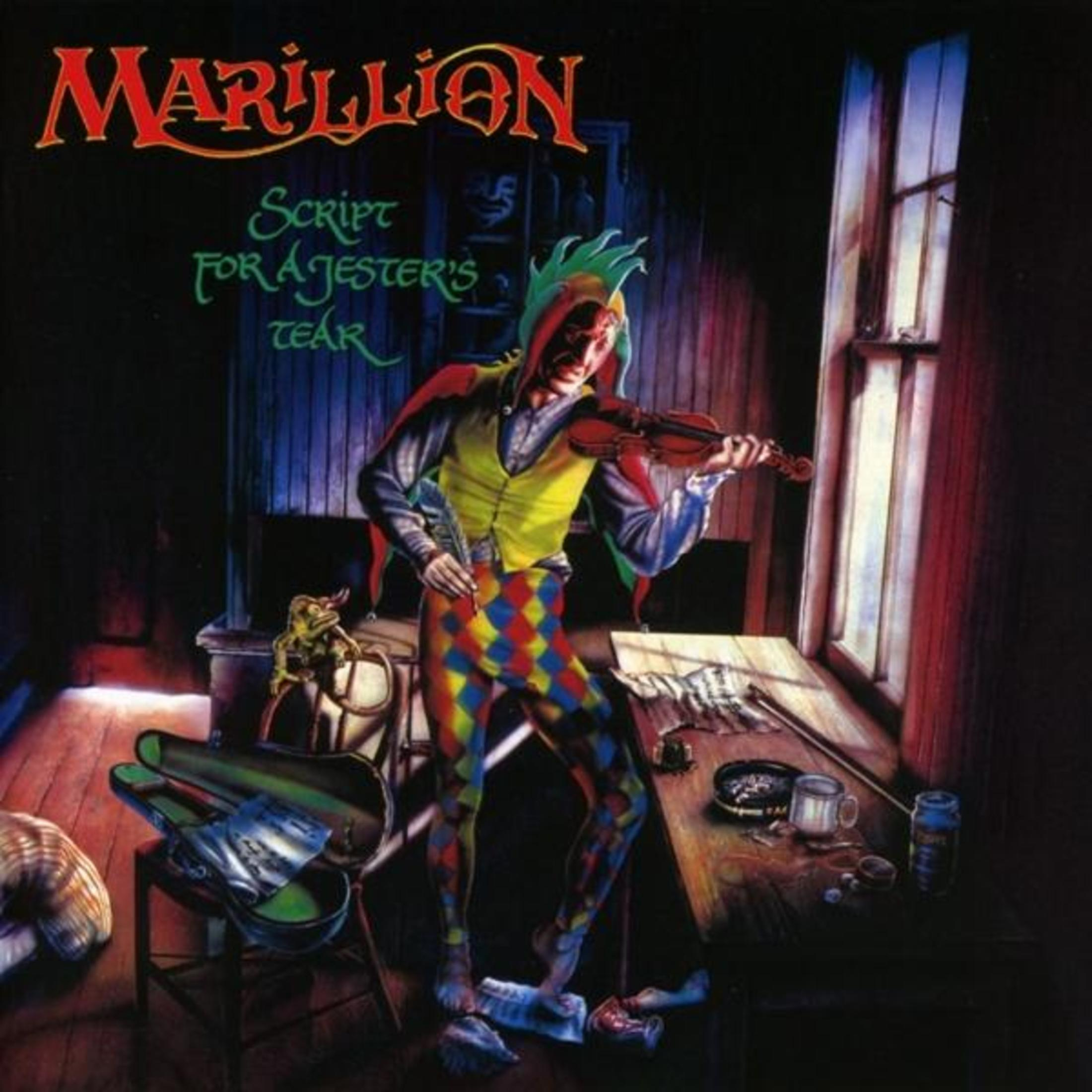 Copertina dell'album Marillion. Un giullare che suona il violino, in piedi su un tavolo di legno. Atmosfera cupa e malinconica.