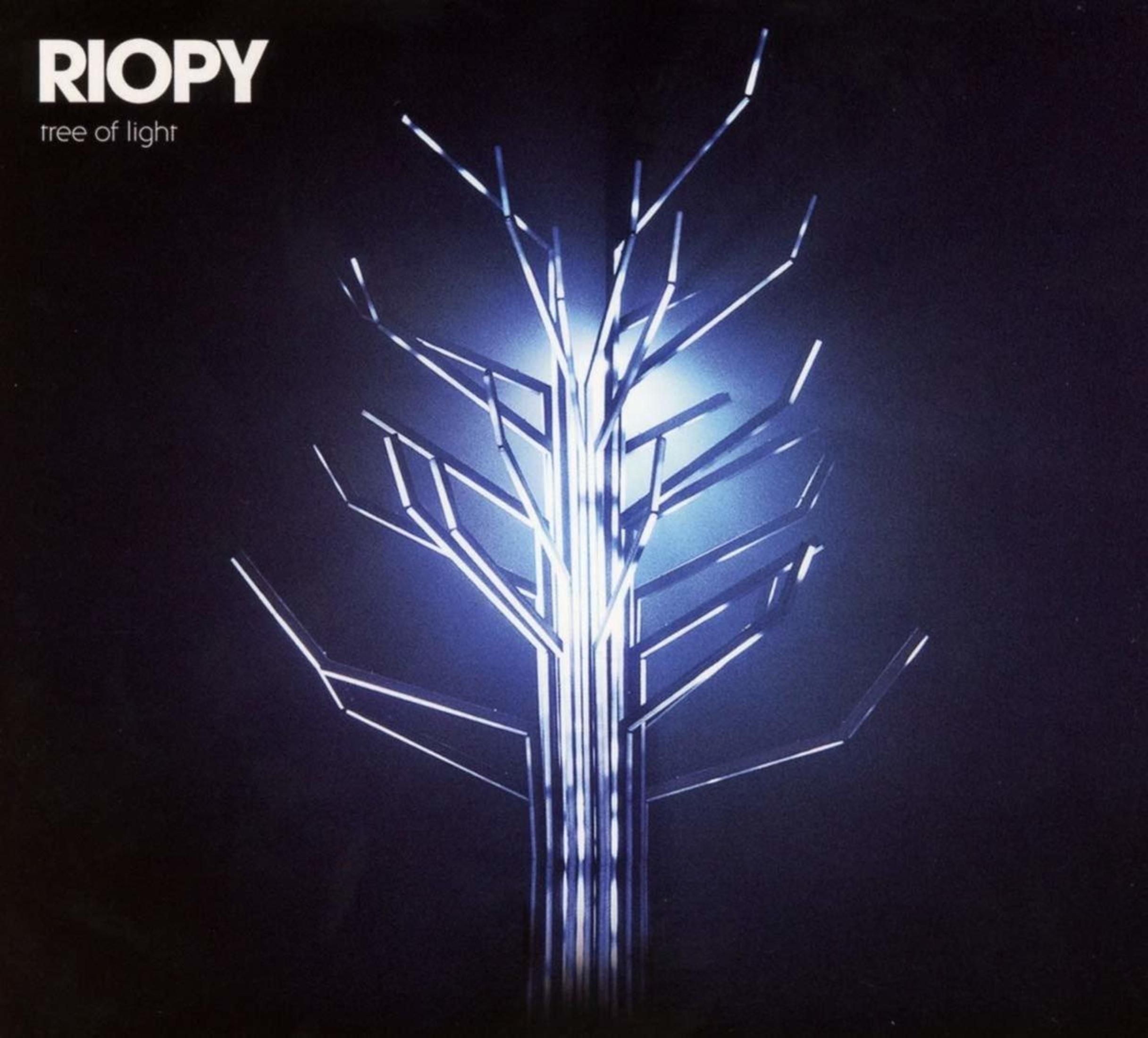 Copertina dell'album RIOPY. Una struttura ad albero fatta di luci al neon su sfondo blu scuro.