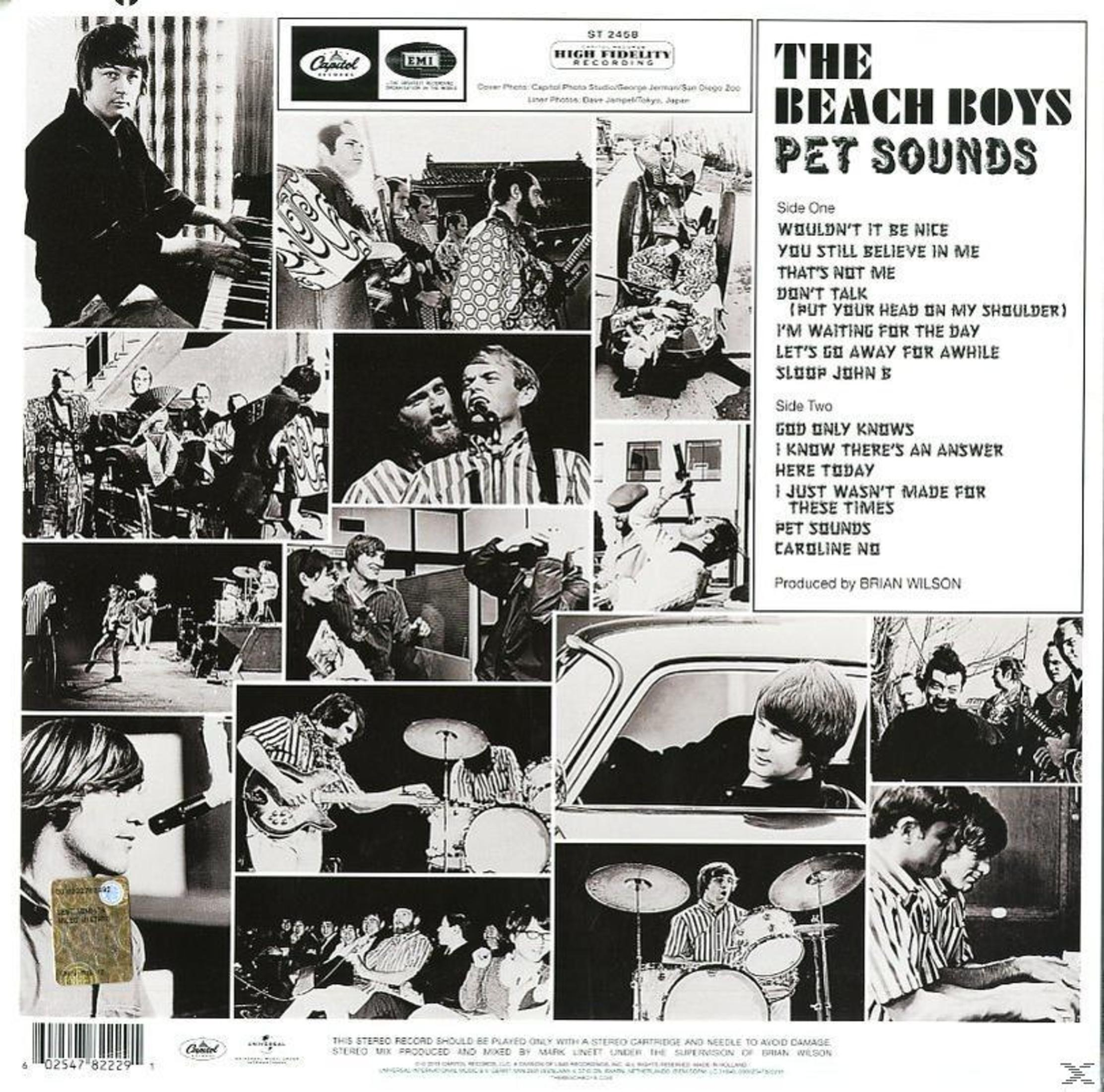 Copertina dell'album: varie foto in bianco e nero dei Beach Boys. Testo: The Beach Boys, Pet Sounds.