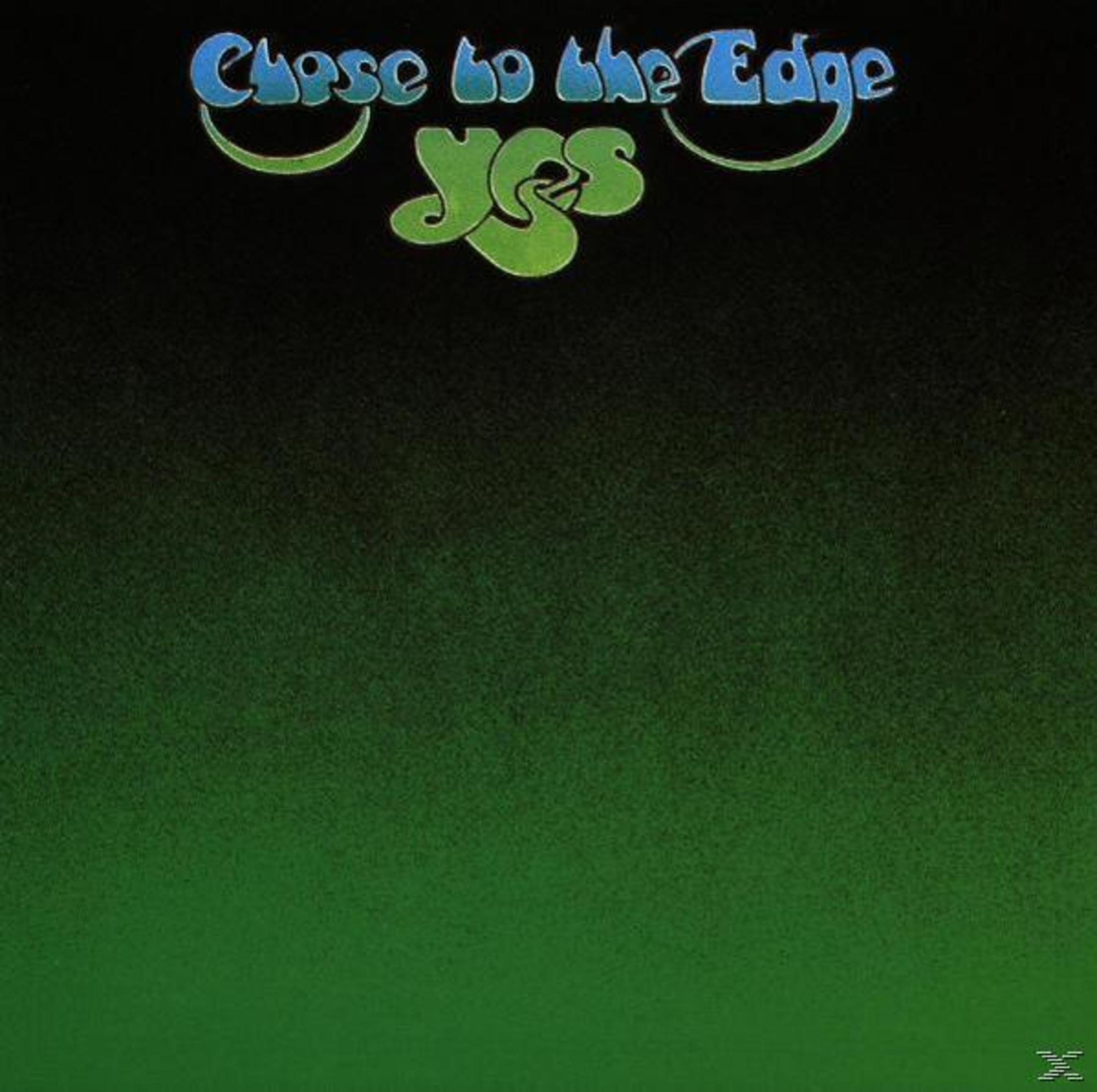 Copertina dell'album con il logo Yes e il titolo 'Close to the Edge', con uno sfondo sfumato verde e nero.