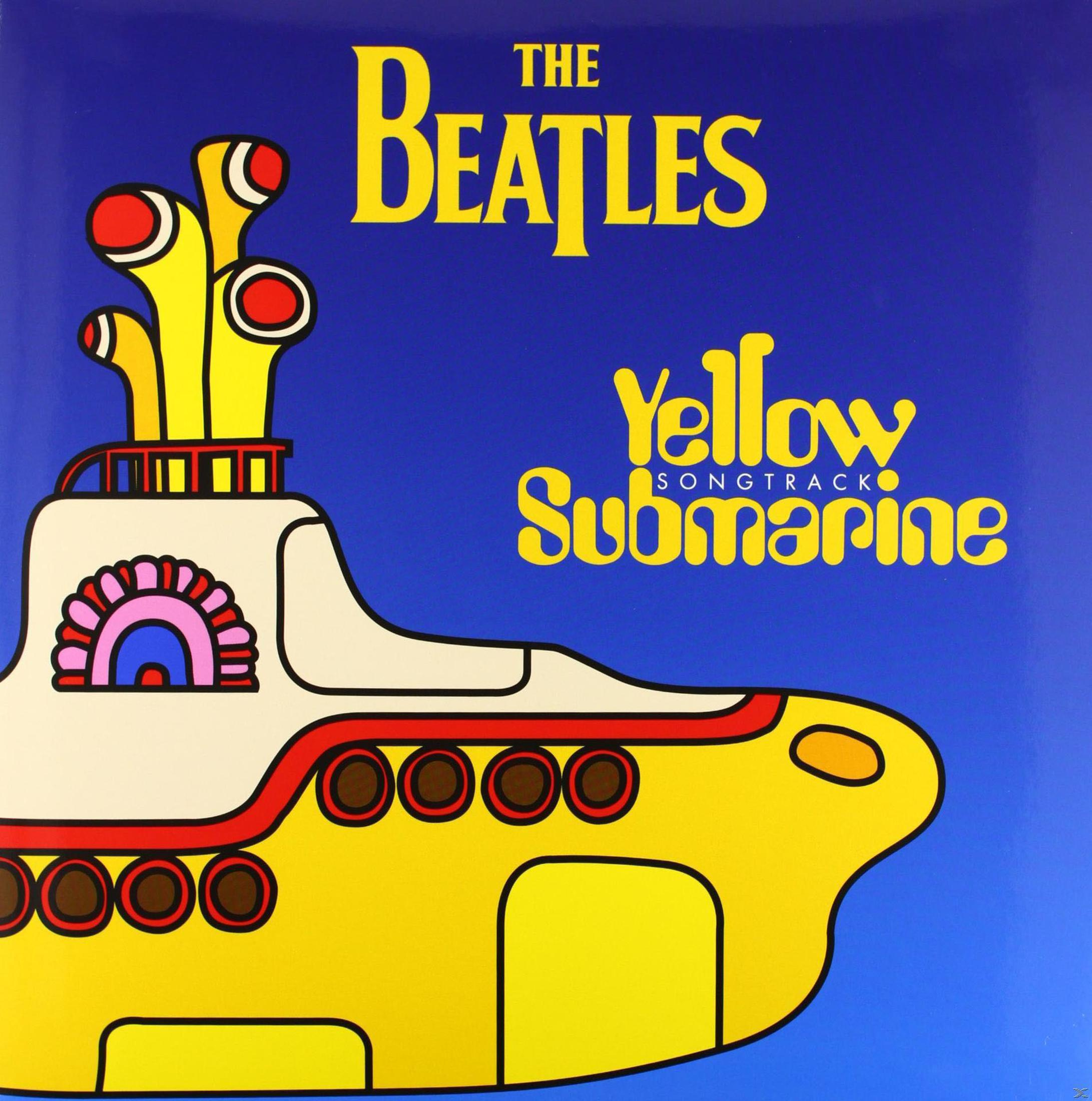 Copertina dell'album Yellow Submarine dei Beatles, con un'illustrazione di un sottomarino giallo su sfondo blu.