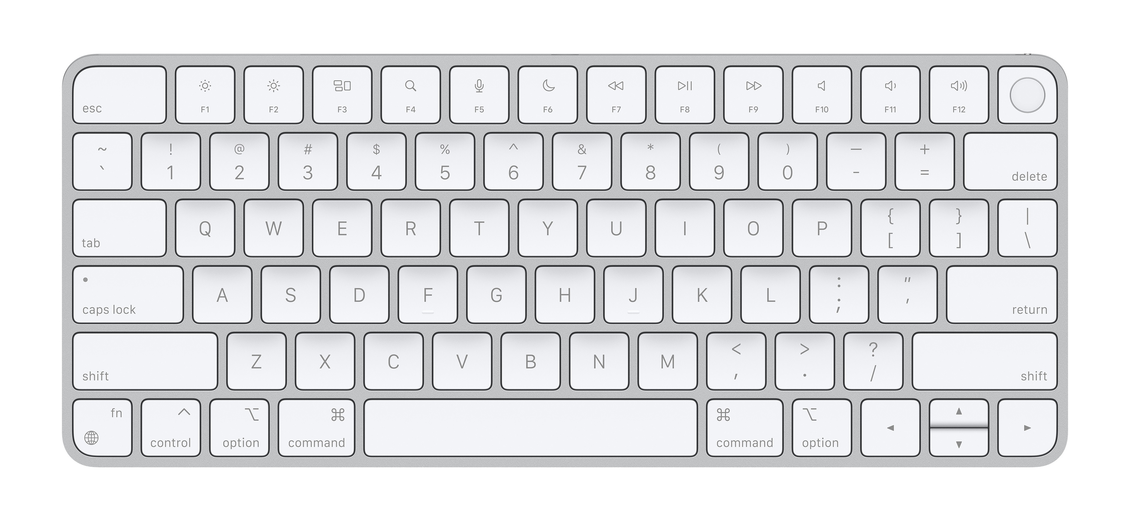 Biała klawiatura z wieloma klawiszami, w tym klawiszami funkcyjnymi.