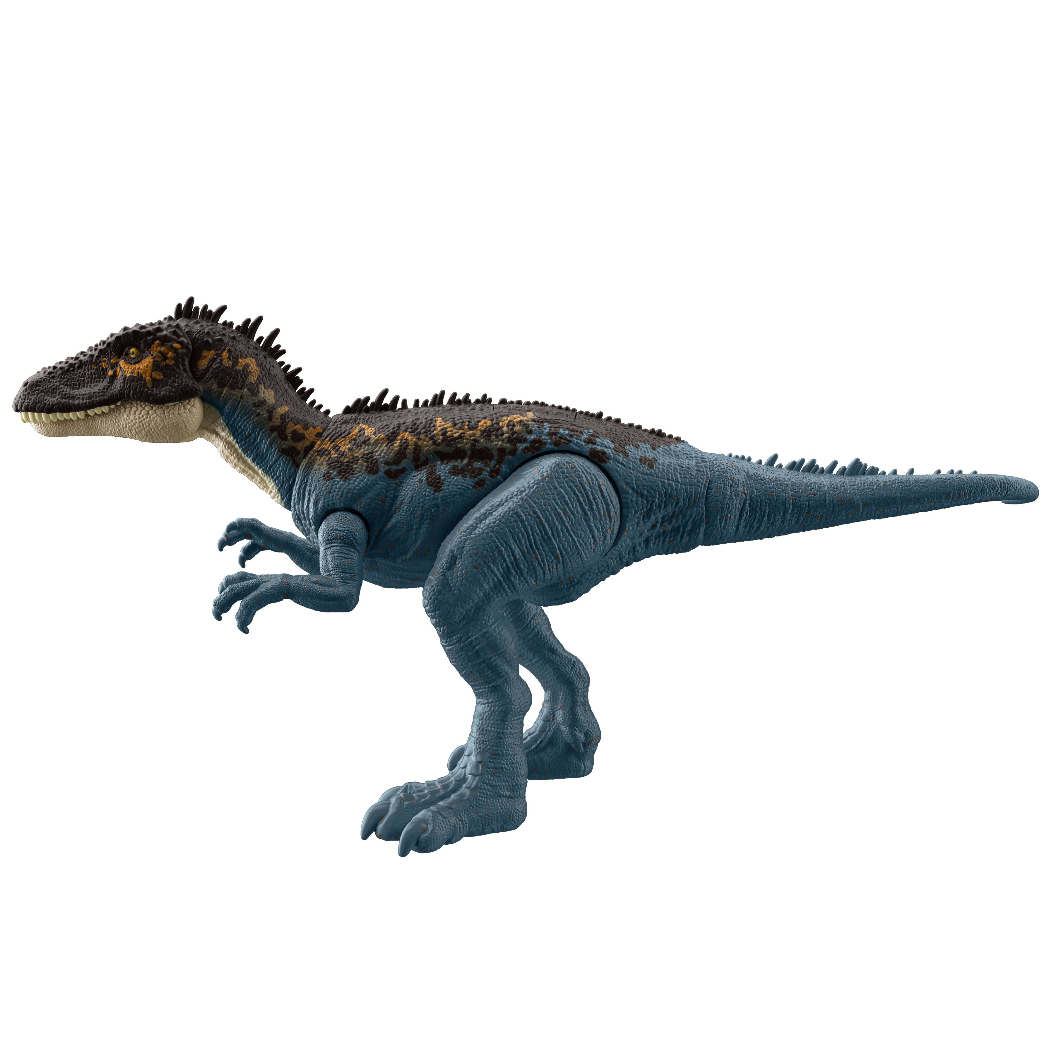 Niebiesko-brązowa zabawka dinozaura, model dinozaura z długim ogonem.