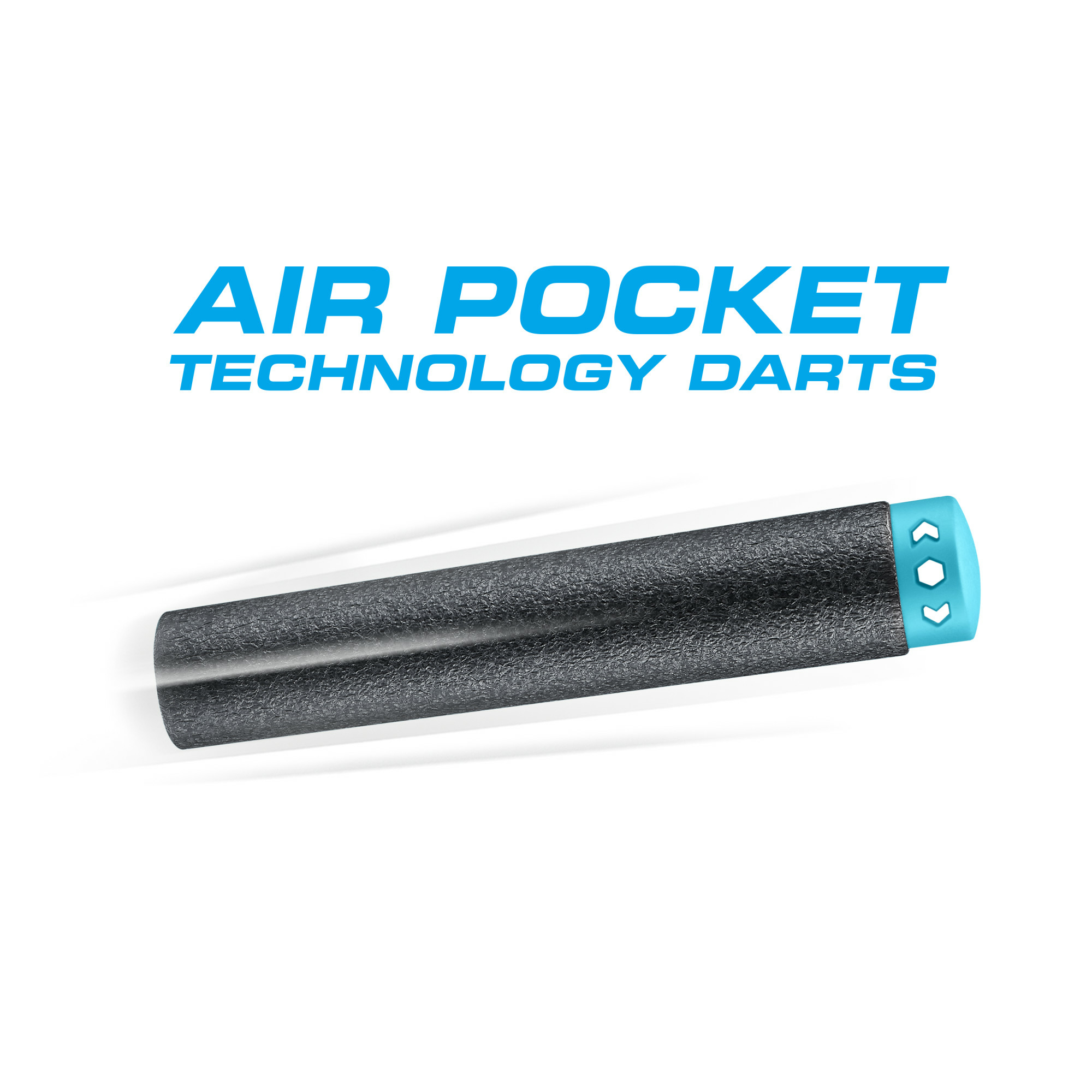 Un dardo negro con punta azul, con el texto 'AIR POCKET TECHNOLOGY DARTS'.