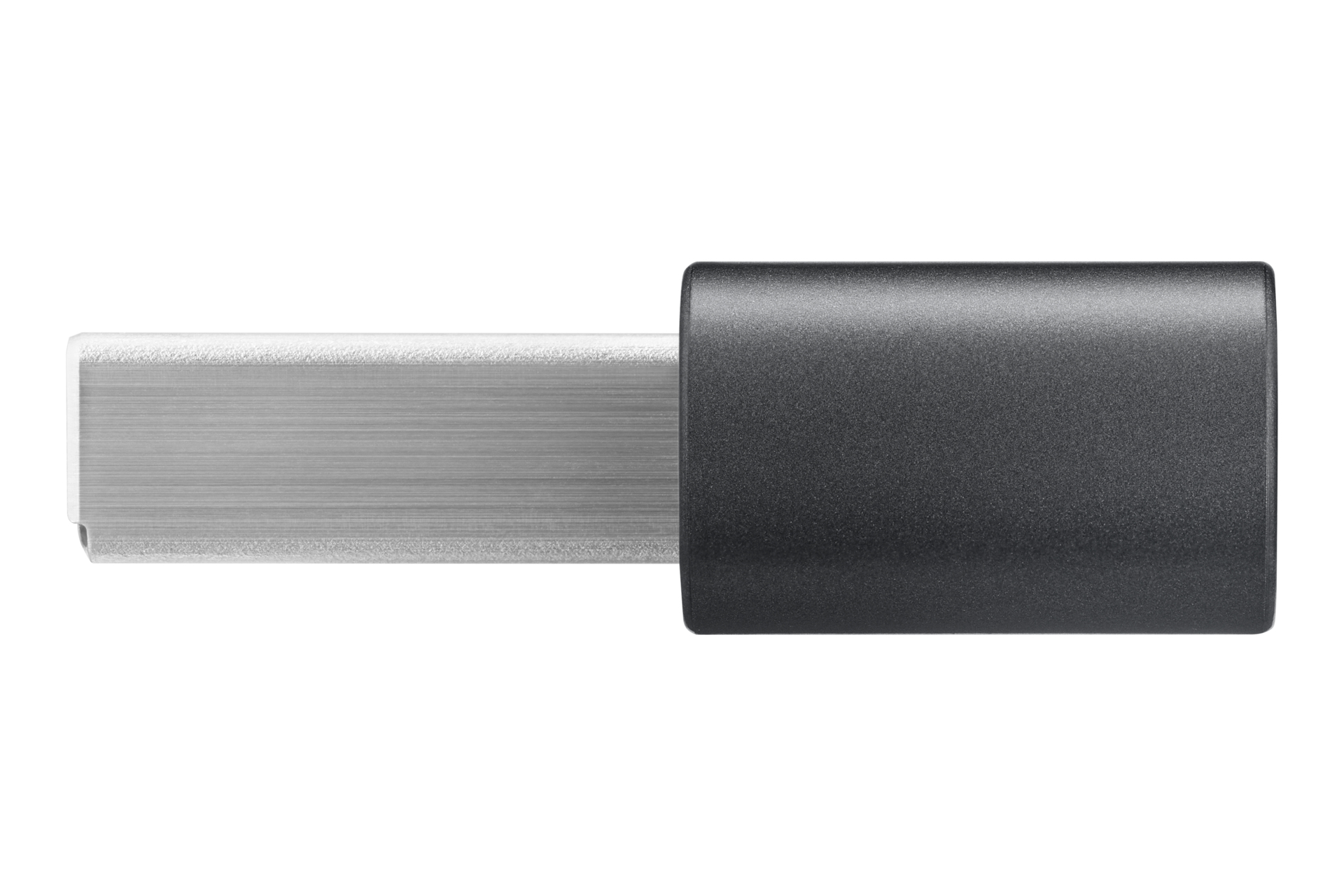 USB-C to USB-A adapter, silver and black, on a white background.