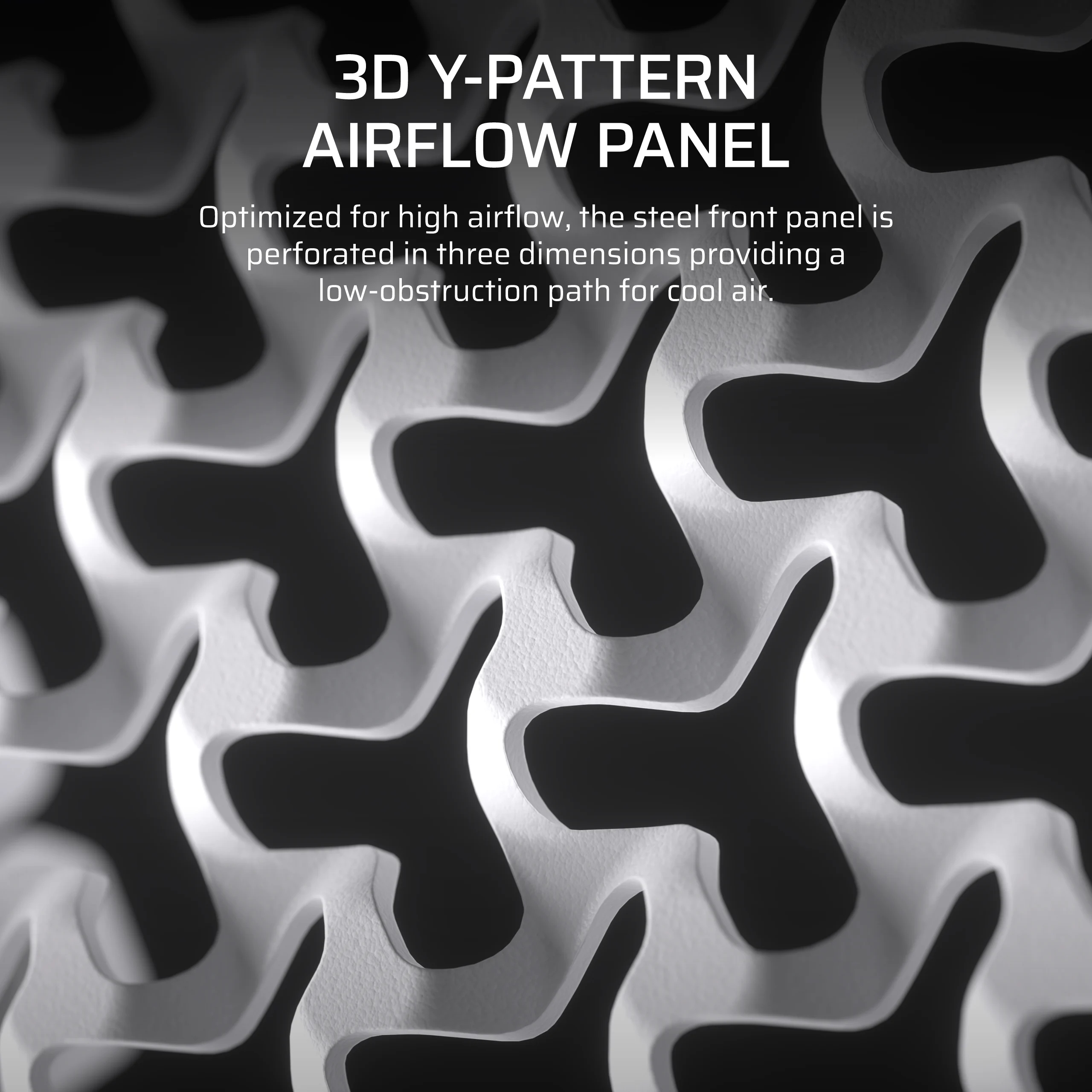 Zbliżenie panelu przepływu powietrza z wzorem 3D Y.