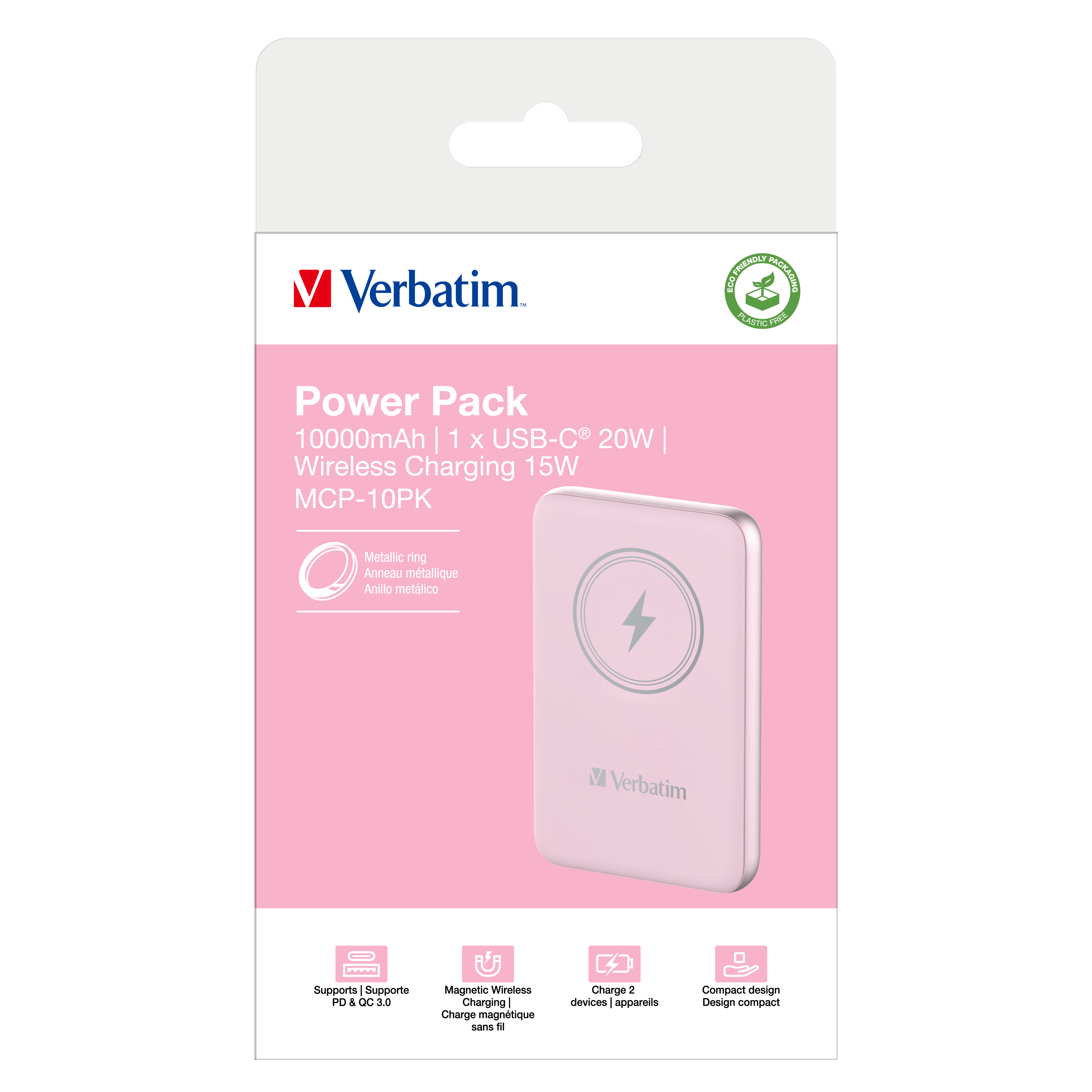 Opakowanie Verbatim Power Pack z power bankiem na białym tle.