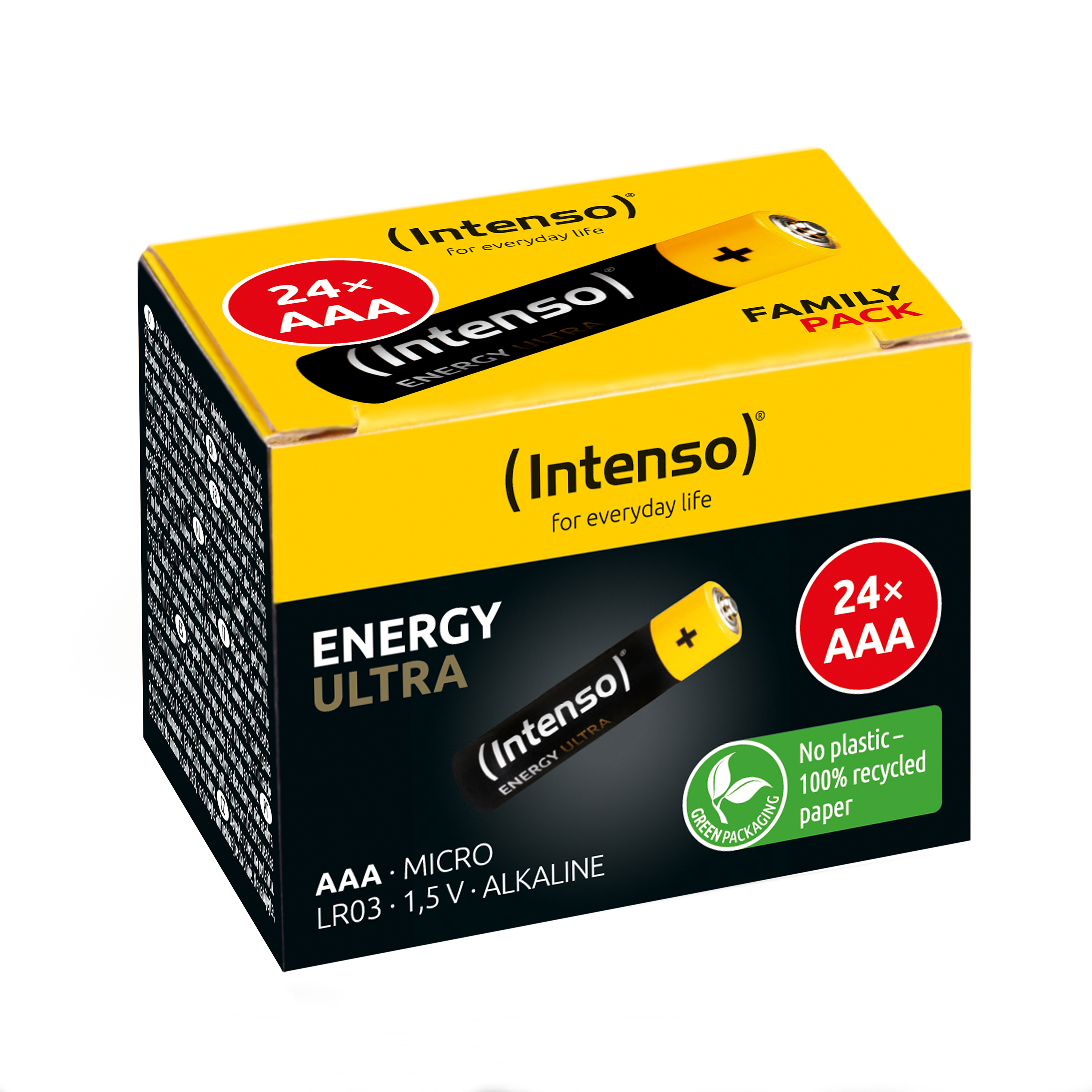 Żółto-czarne pudełko baterii (Intenso) Energy Ultra AAA.
