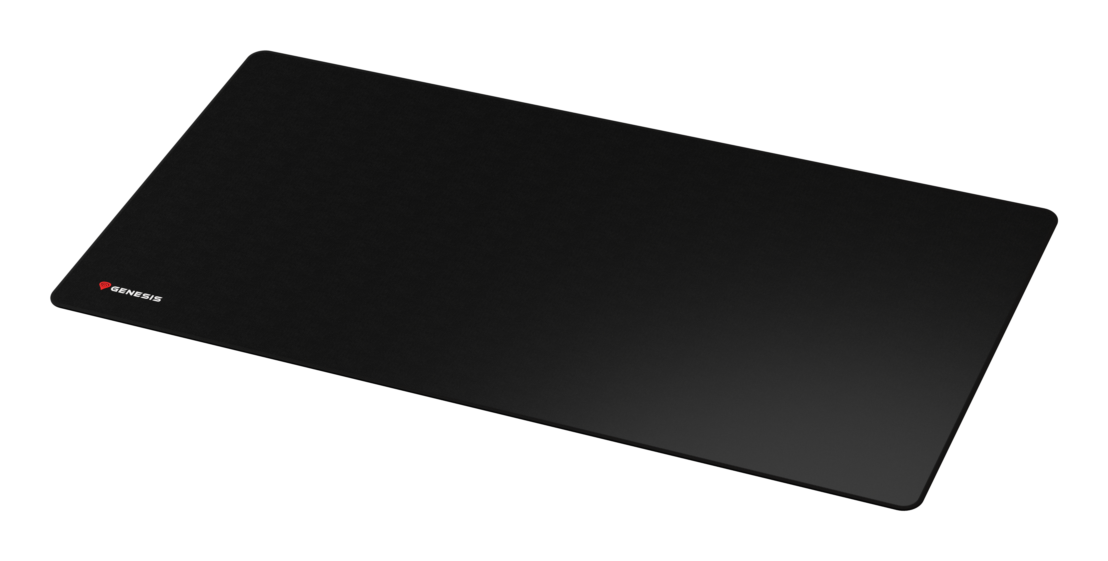 Tapis de souris rectangulaire noir avec le logo Genesis rouge.