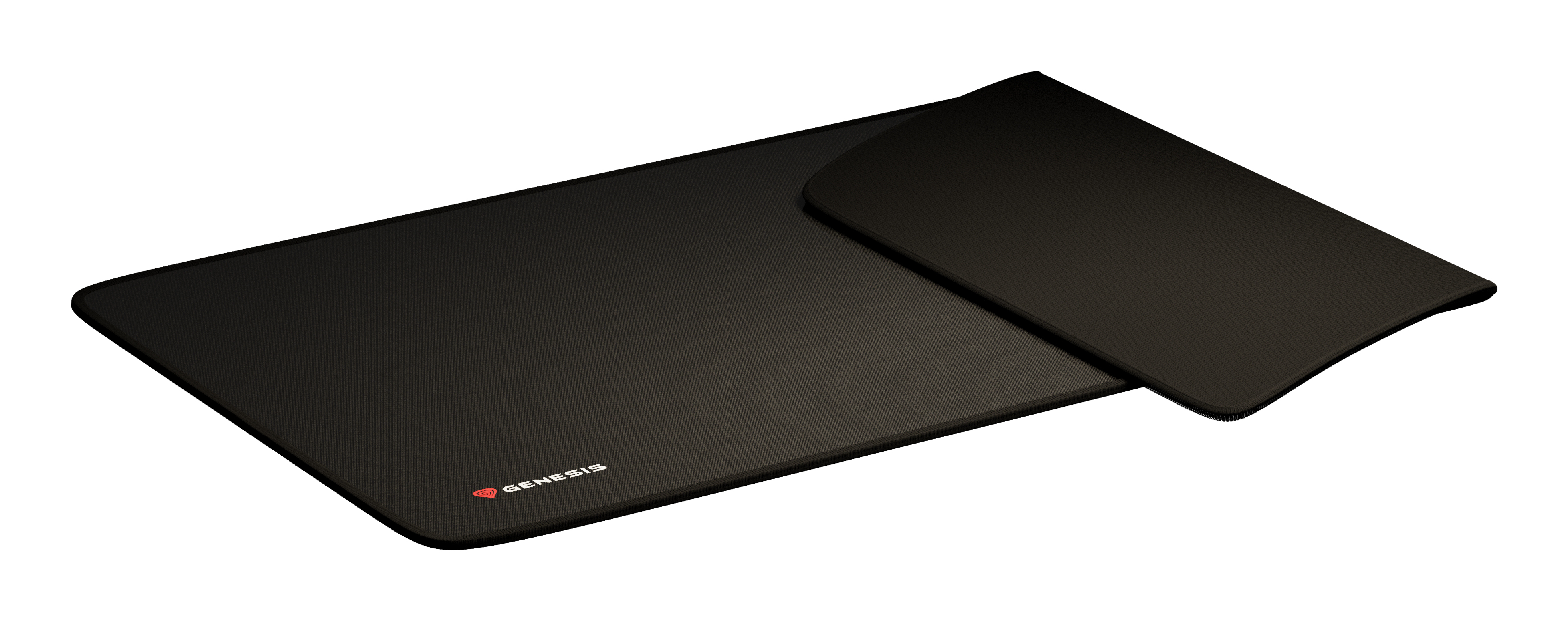 Tapis de souris noir avec un petit coussinet attaché. Logo Genesis dans le coin.