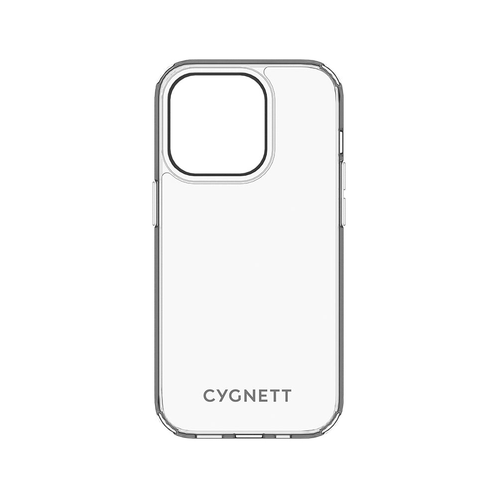 Custodia trasparente per telefono. Il marchio CYGNETT è stampato sulla custodia.