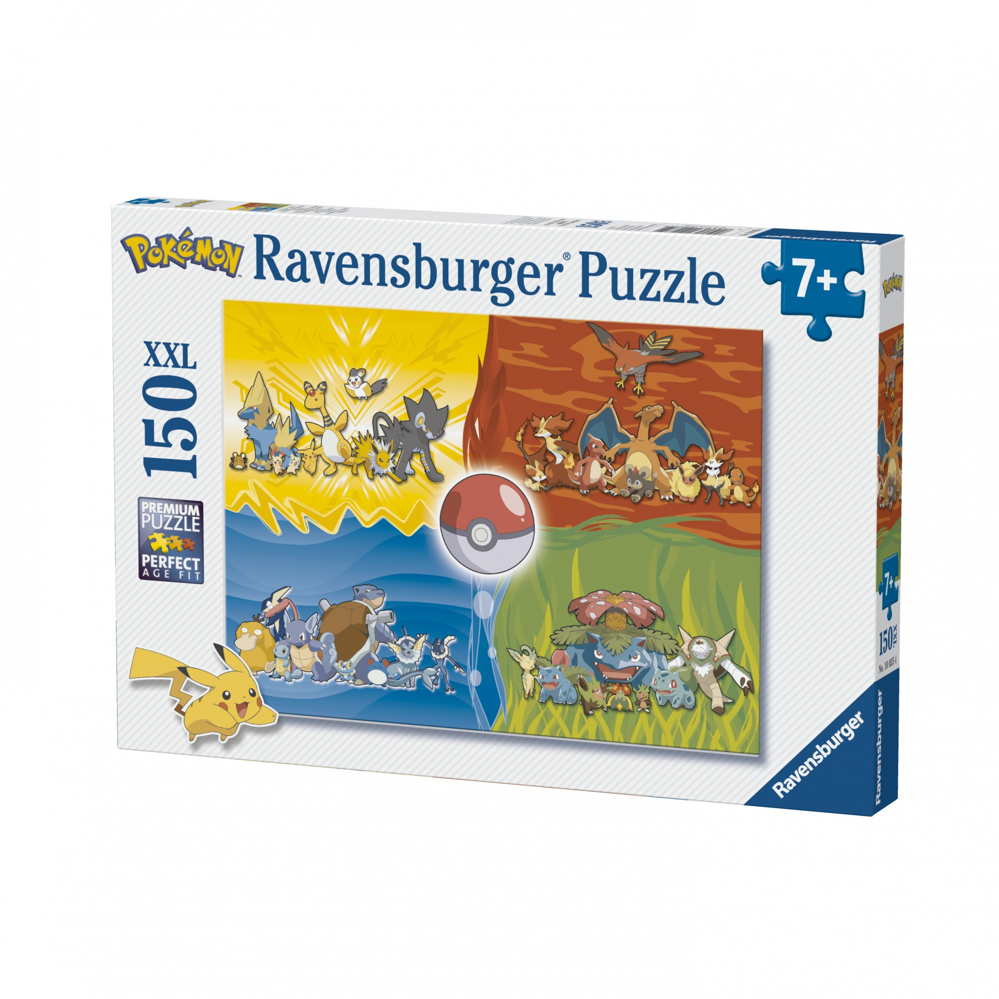 Une boîte de puzzle Pokémon, avec plusieurs personnages et scènes.