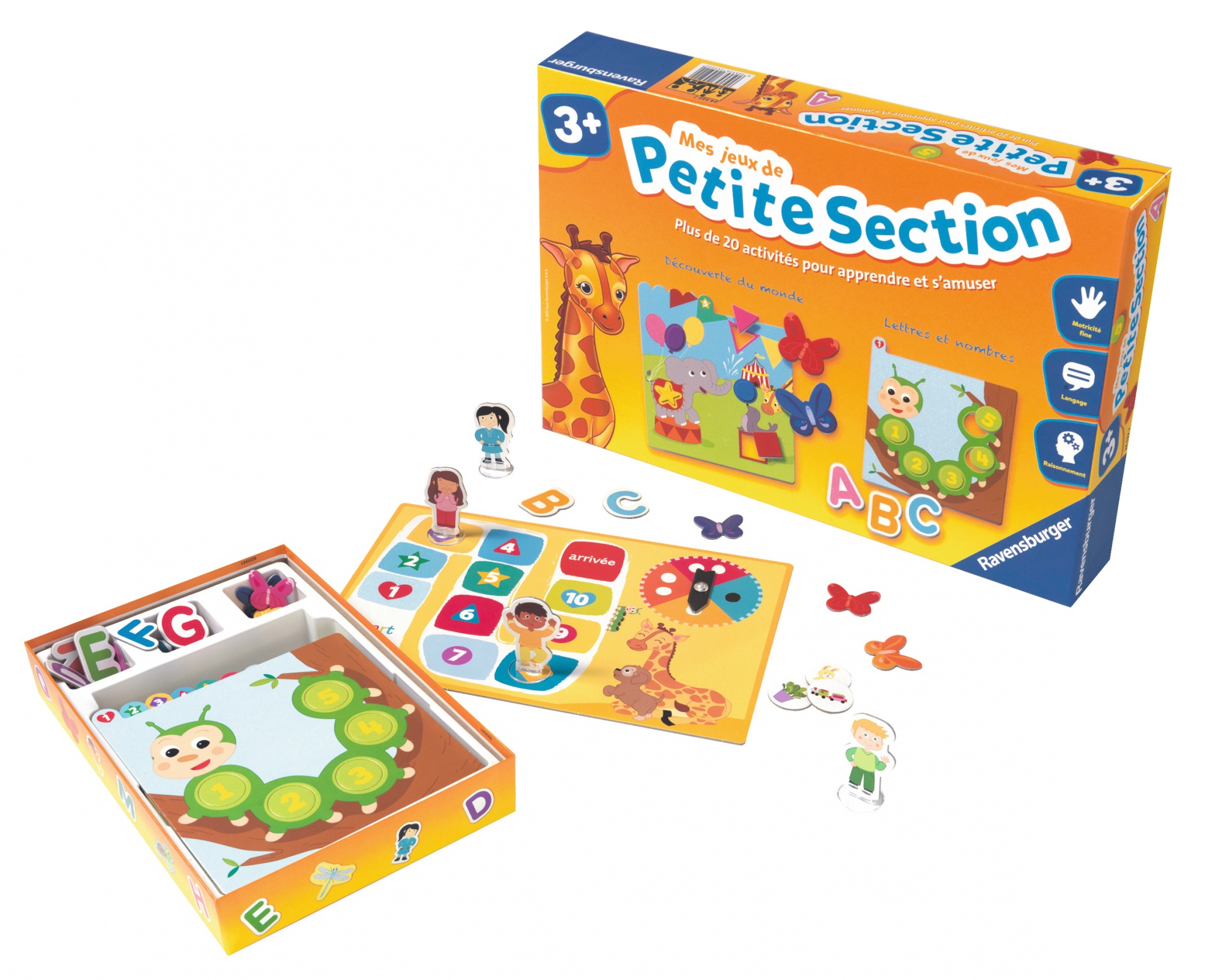 Educatieve spelset voor kinderen met een doos en spelstukken.