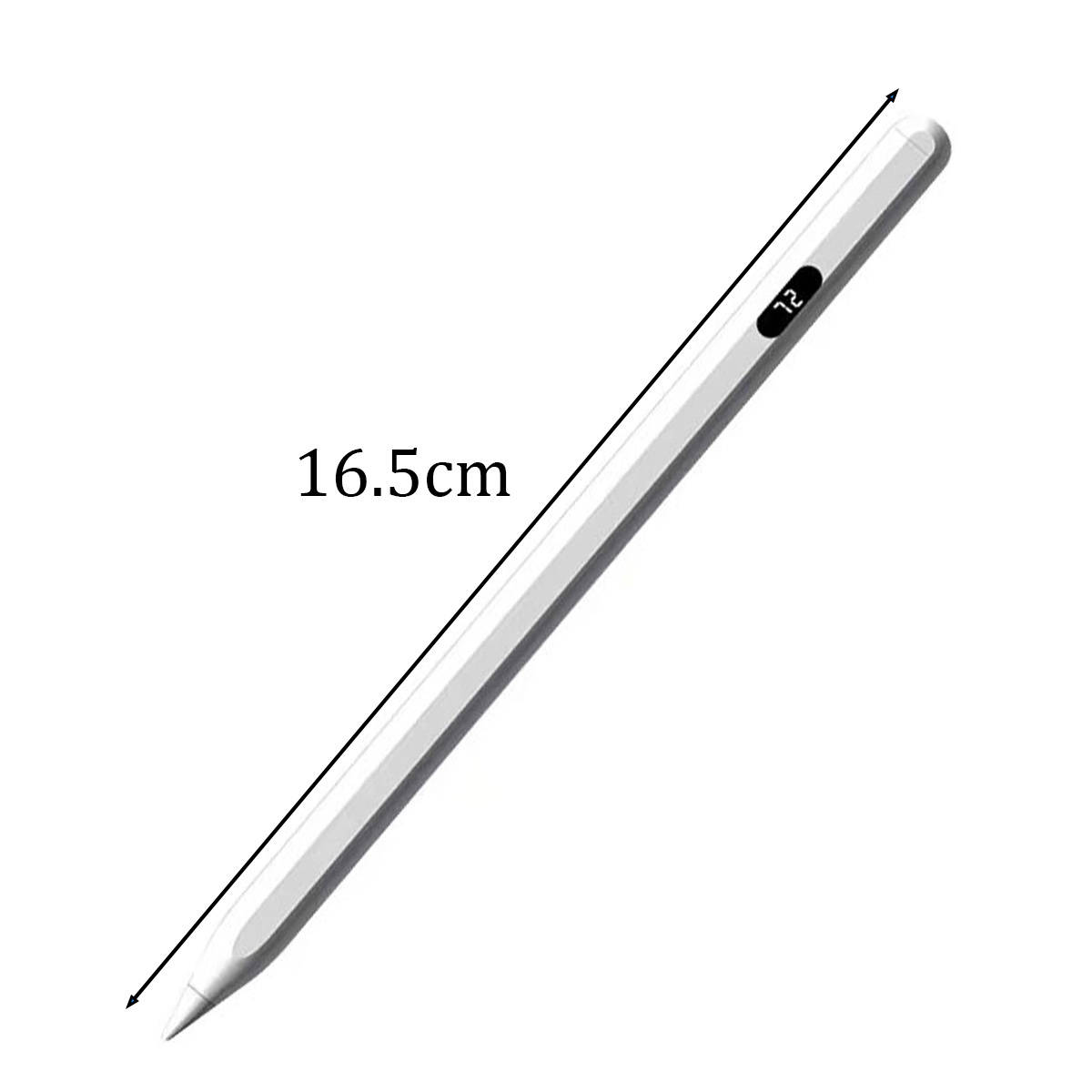 Weißer Stift. Text: 16,5 cm zeigt die Länge an.
