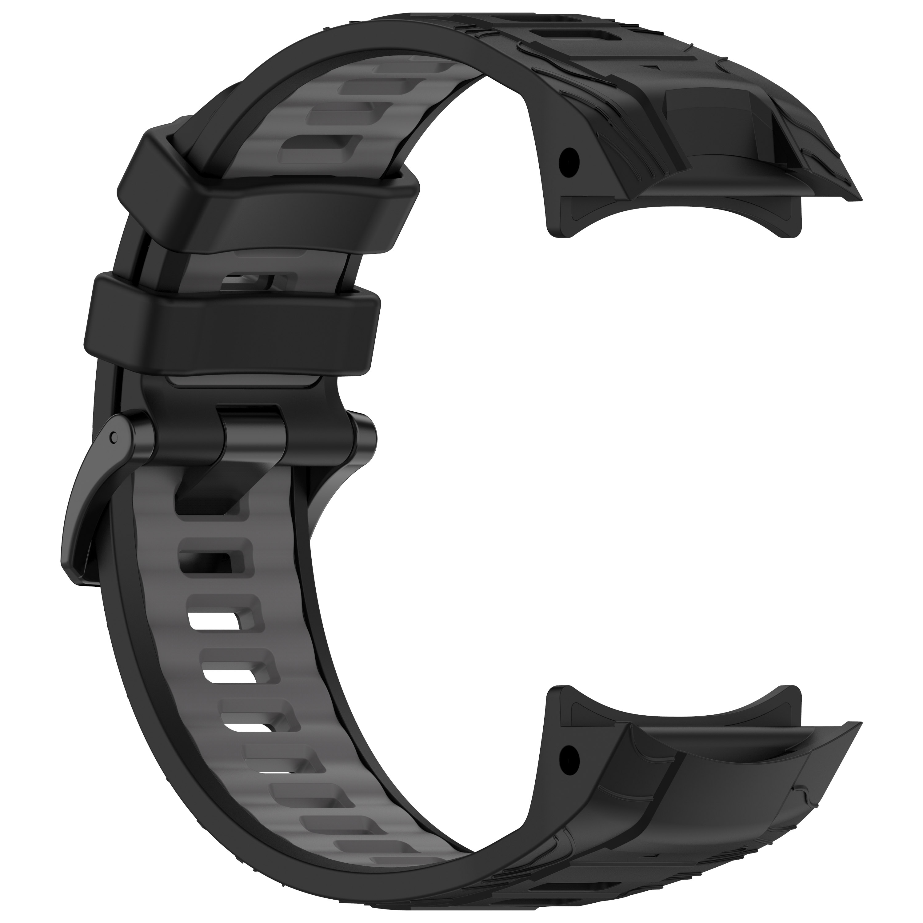 Cinturino nero con chiusura. L'interno è grigio e aperto.