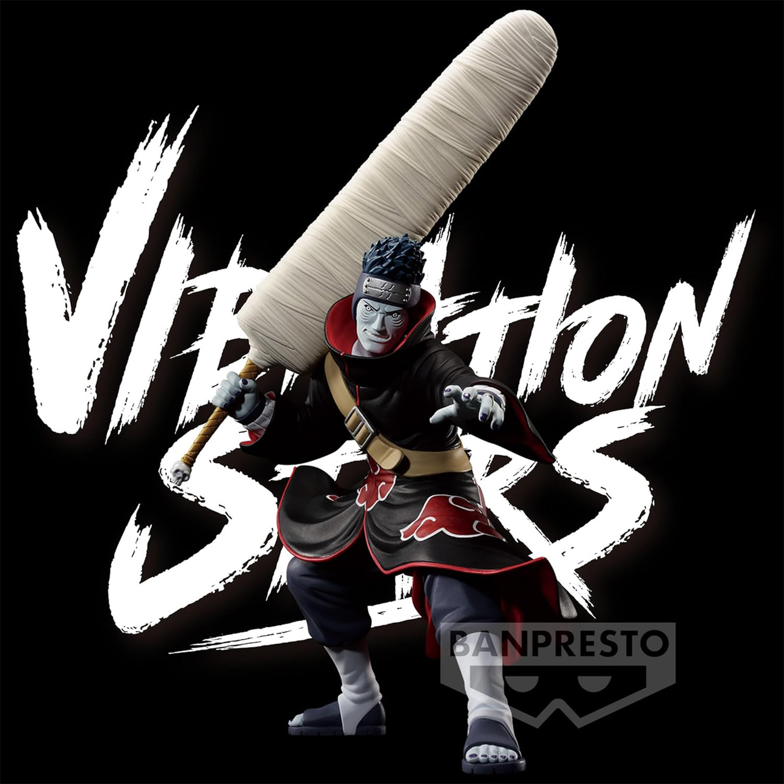 Figura de anime con un arma grande envuelta. Texto: Vibration Stars y el logotipo de Banpresto.