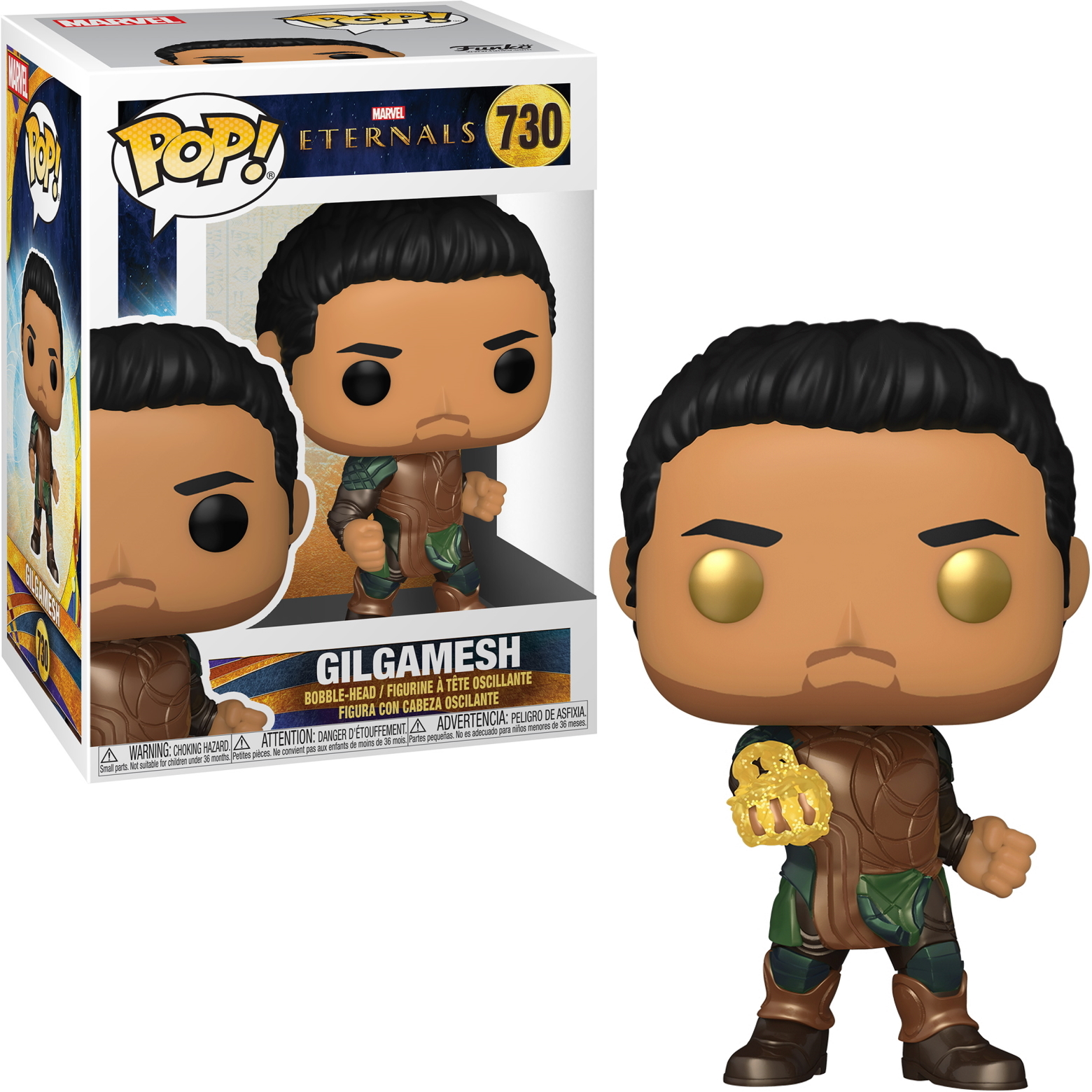 Funko Pop Figur von Gilgamesh aus Marvel Eternals. In Box mit detaillierten Bildern.