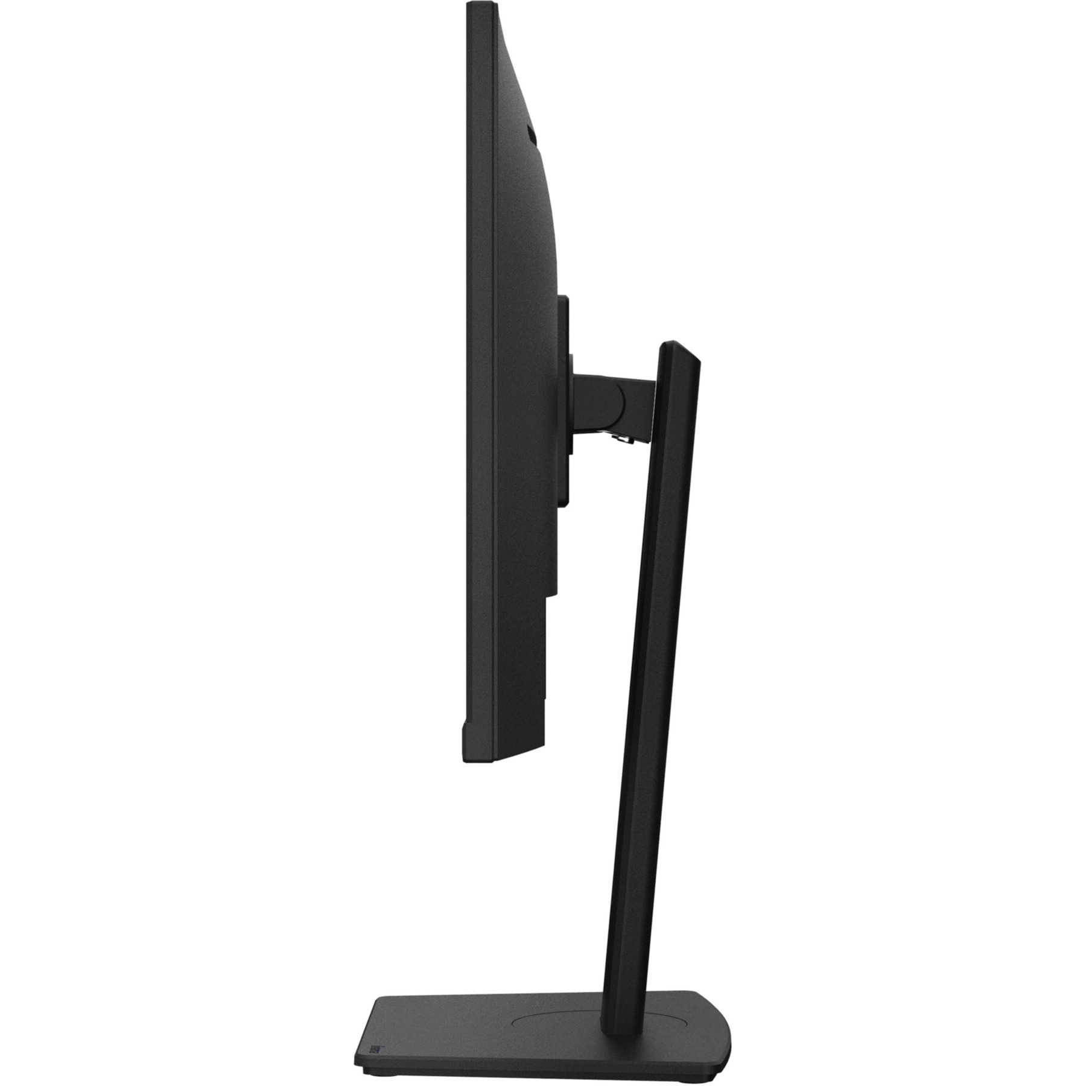 Widok z boku czarnego monitora komputerowego ze stojakiem.
