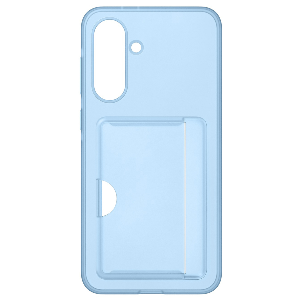 Funda de teléfono azul claro con ranura para tarjetas.