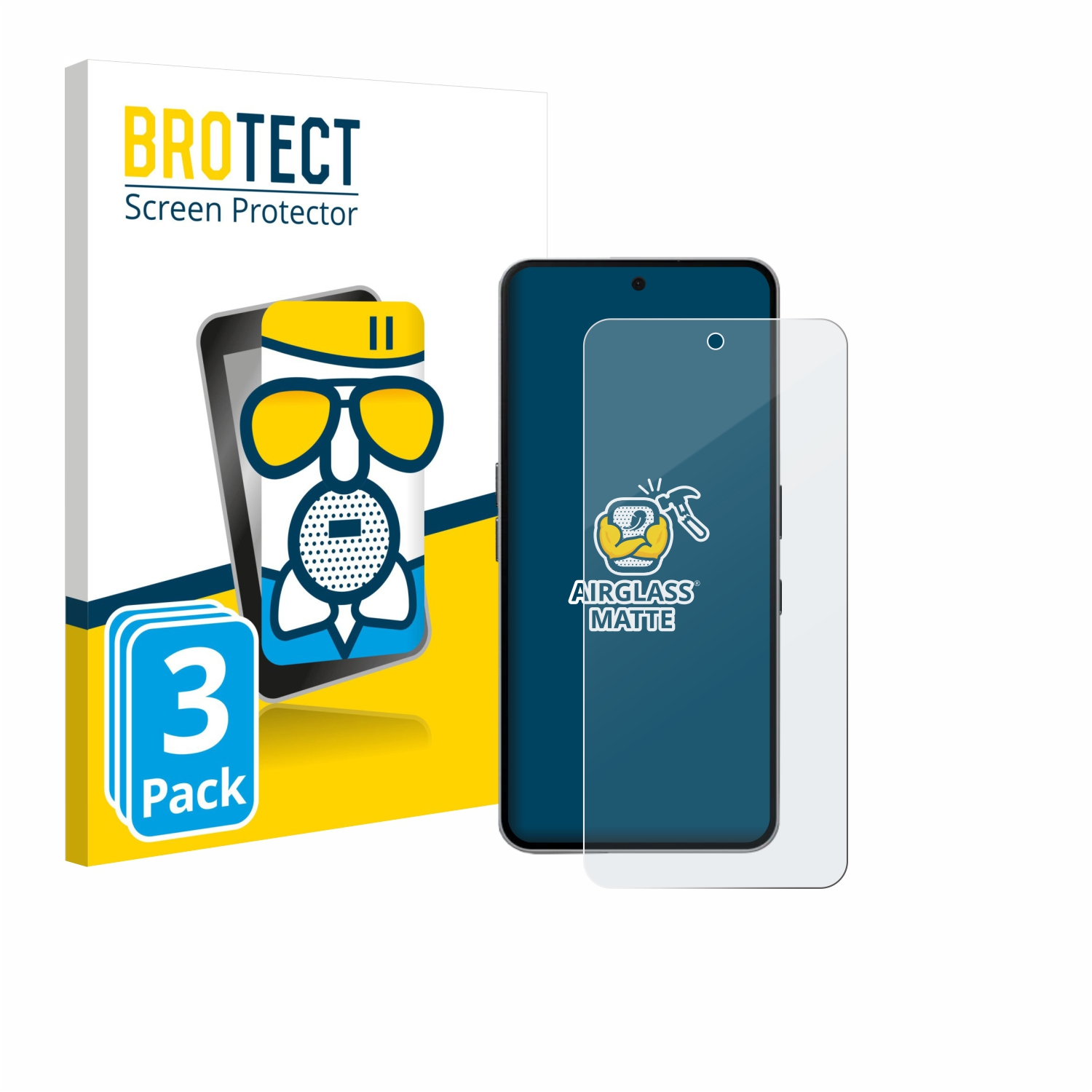 Ein Telefon mit aufgebrachter Displayschutzfolie und eine Displayschutzfolienverpackung.