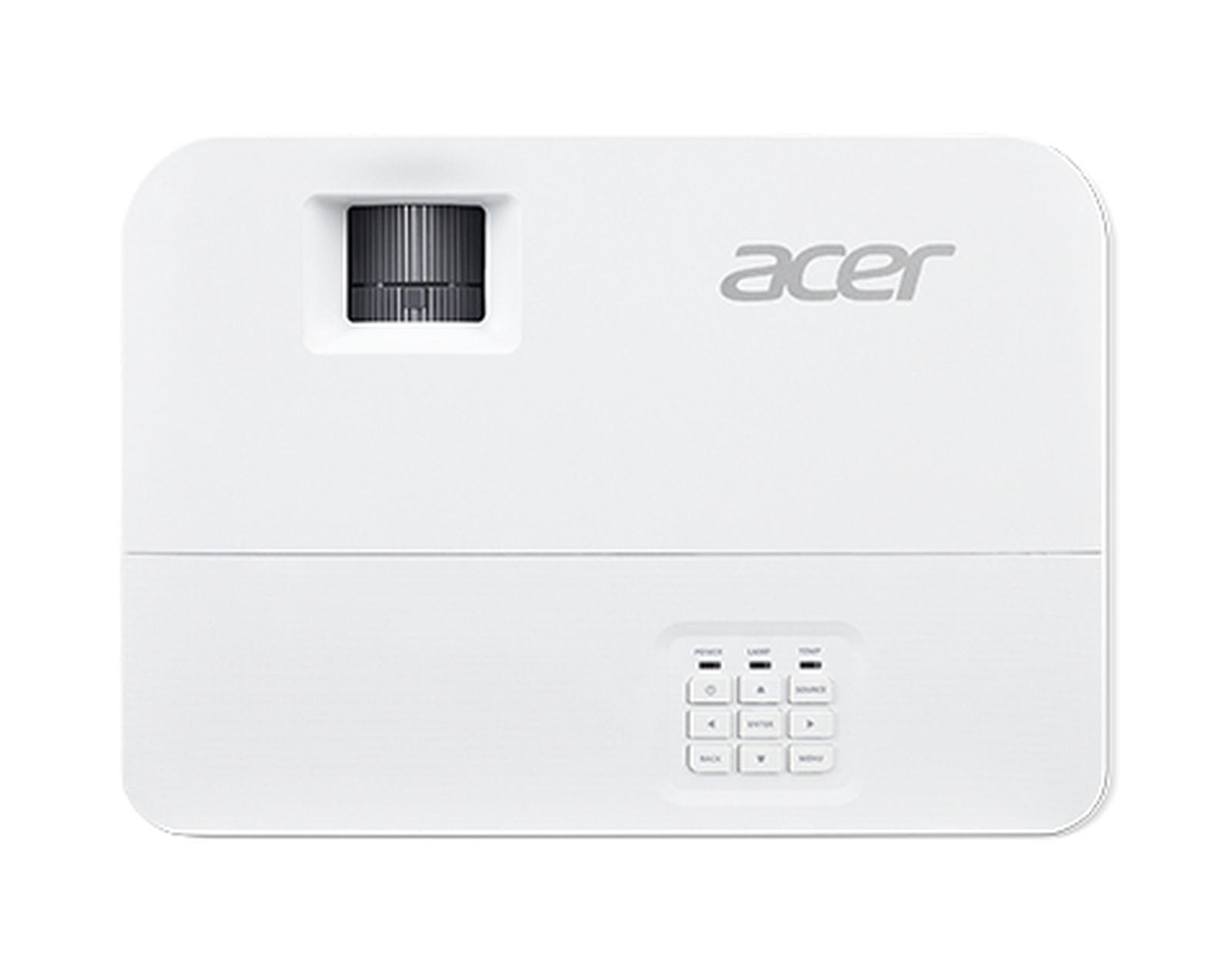 Proiettore bianco con frontale quadrato. Ha il logo 'acer' e dei pulsanti.