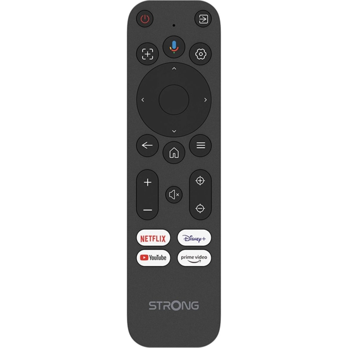 Czarny pilot z przyciskami. Ma przyciski Netflix, Disney+, Youtube i Prime Video.