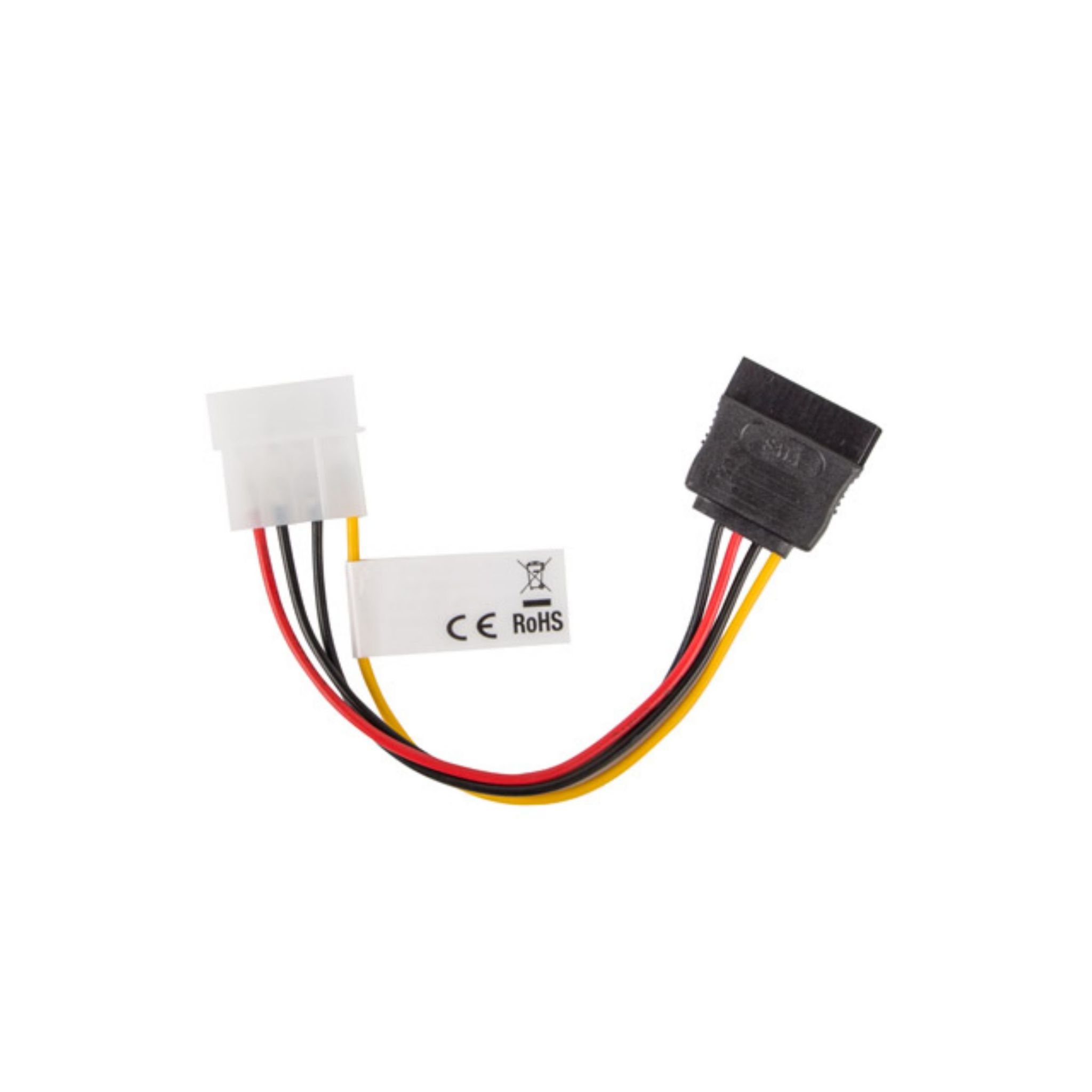 Un cable con dos conectores: uno blanco, uno negro. Se conecta a un puerto SATA.