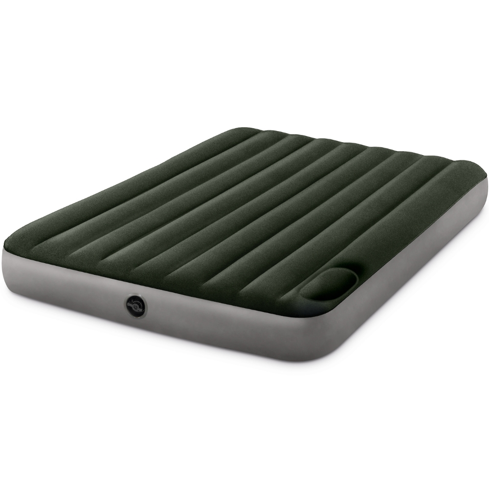 Un matelas gonflable vert foncé sur fond blanc.