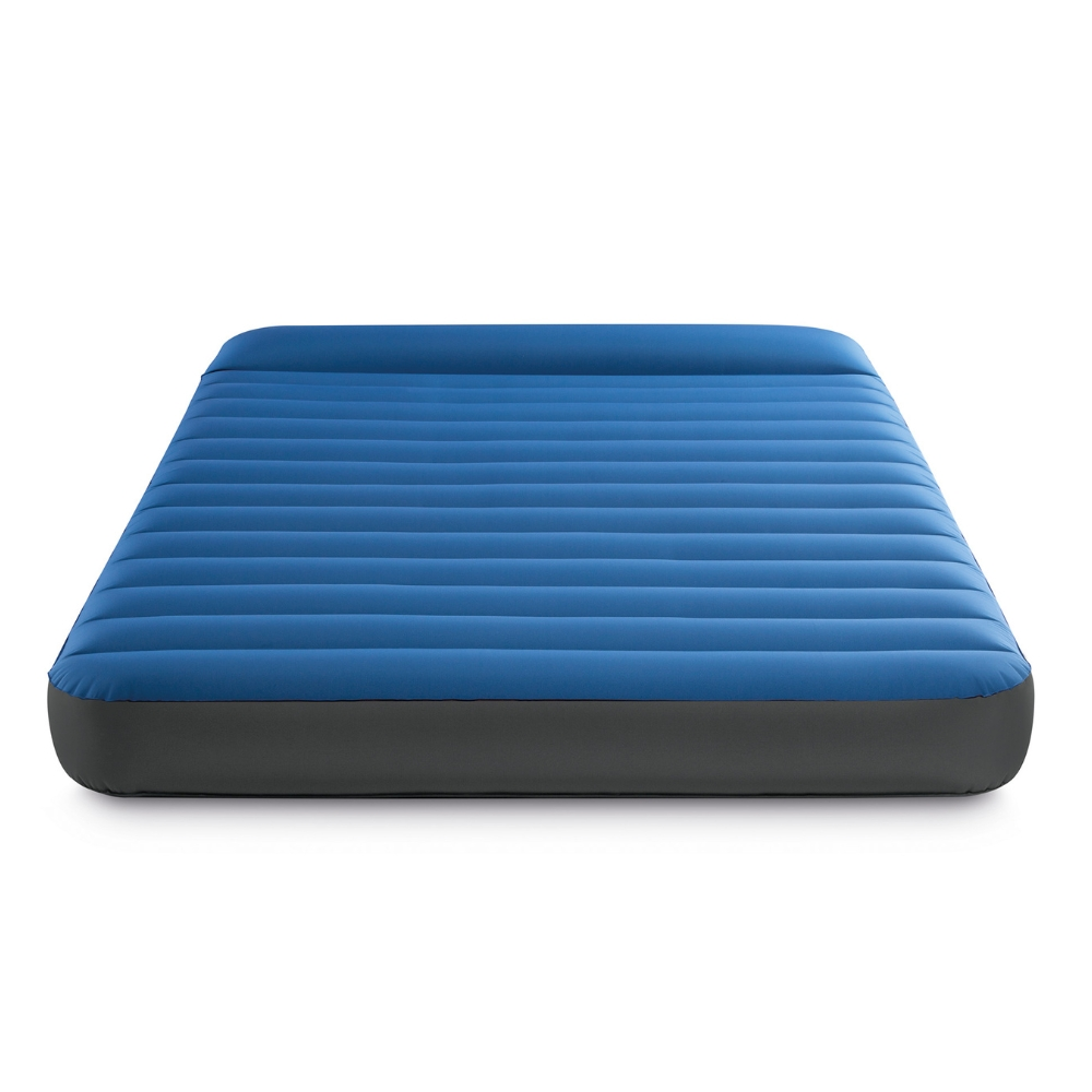 Blue air mattress on a white background, isolated.