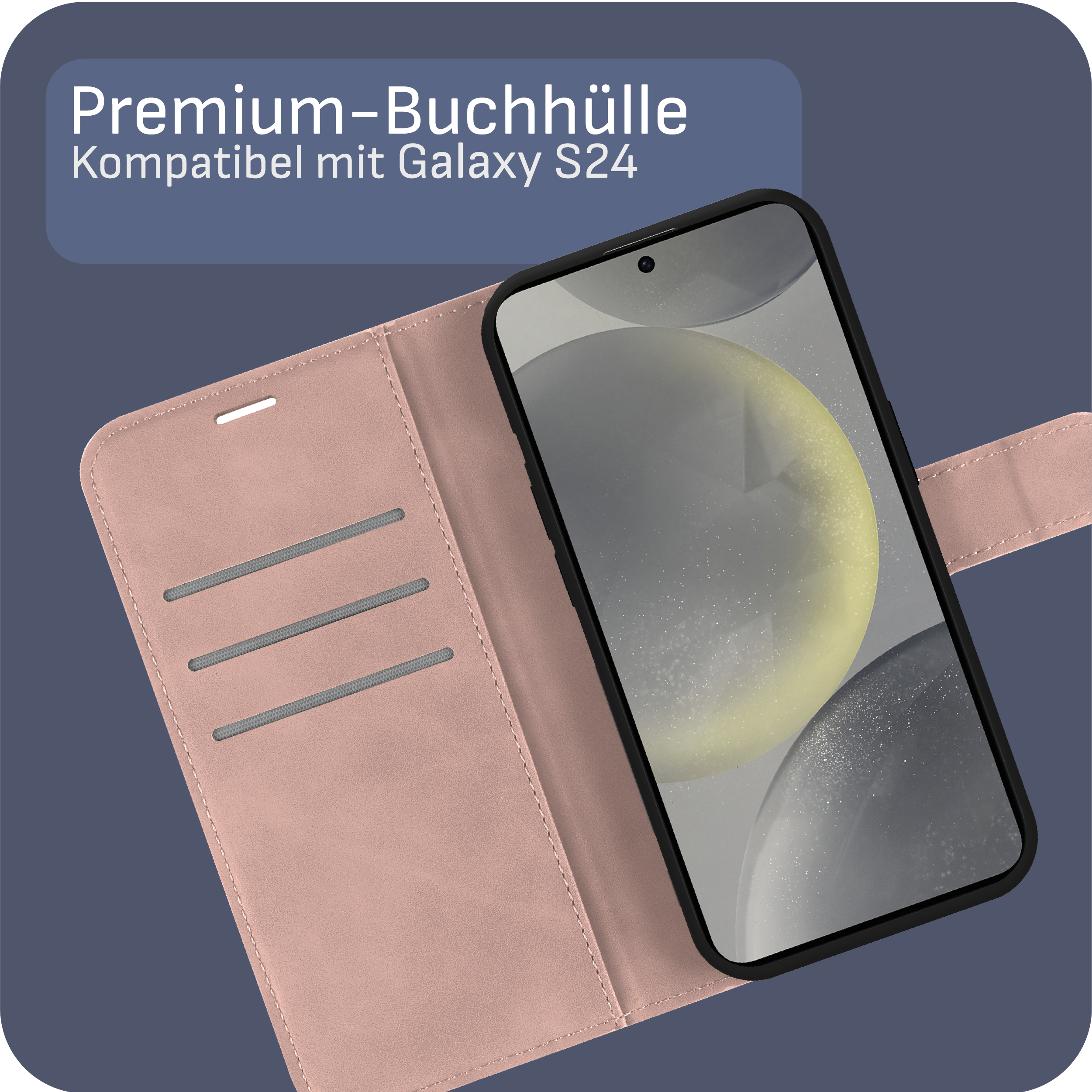 Eine rosa Handyhülle mit einem Telefon. Das Telefon zeigt einen Bildschirm.