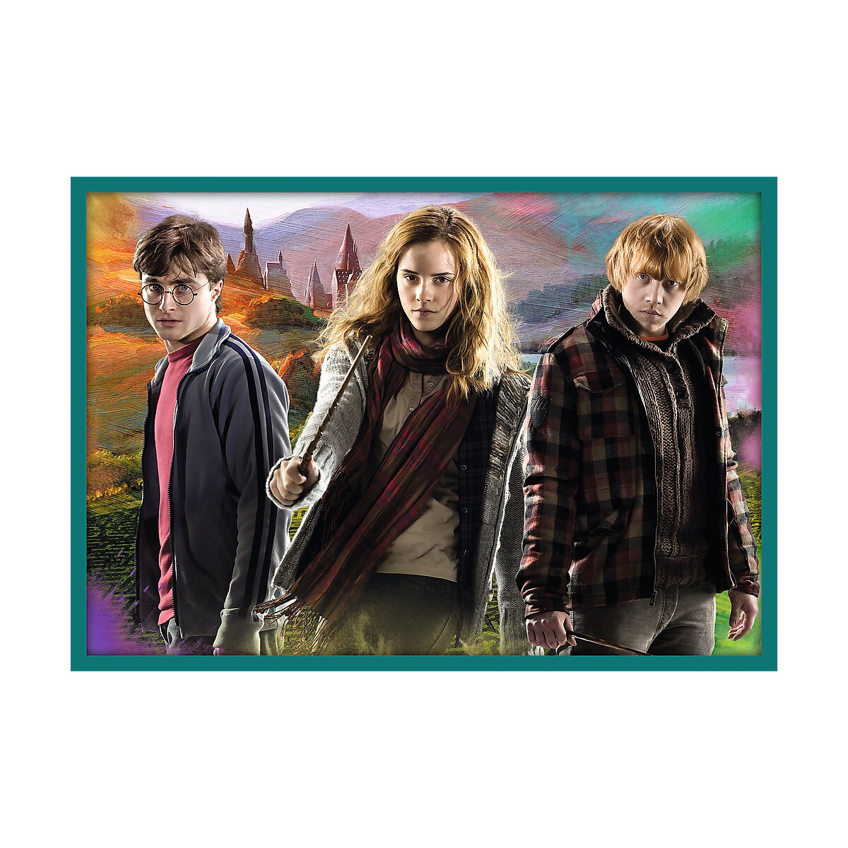 Harry, Hermiona i Ron stoją przed Hogwartem.
