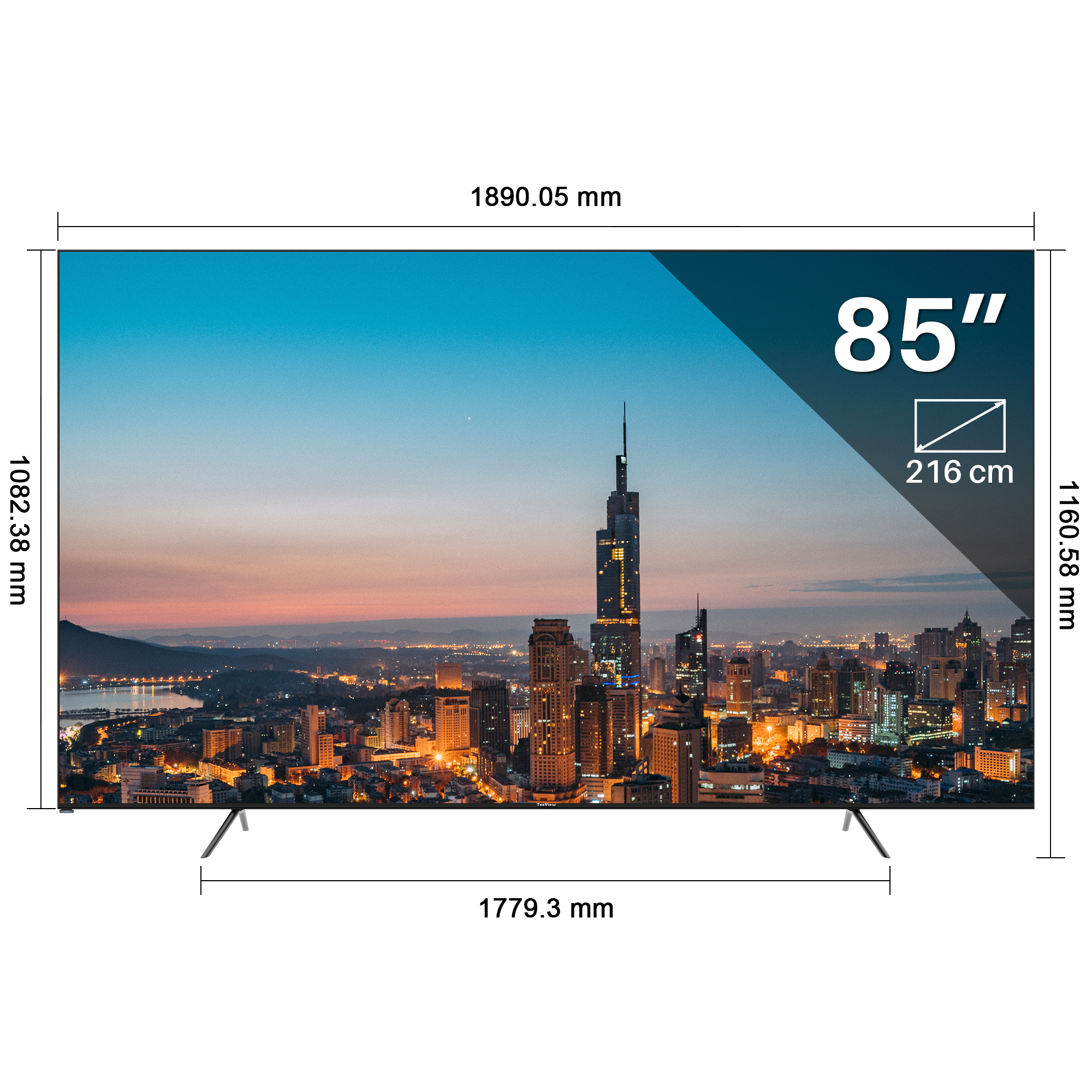 Energielabel voor een tv. Het geeft de energie-efficiëntieklasse en andere specificaties weer.