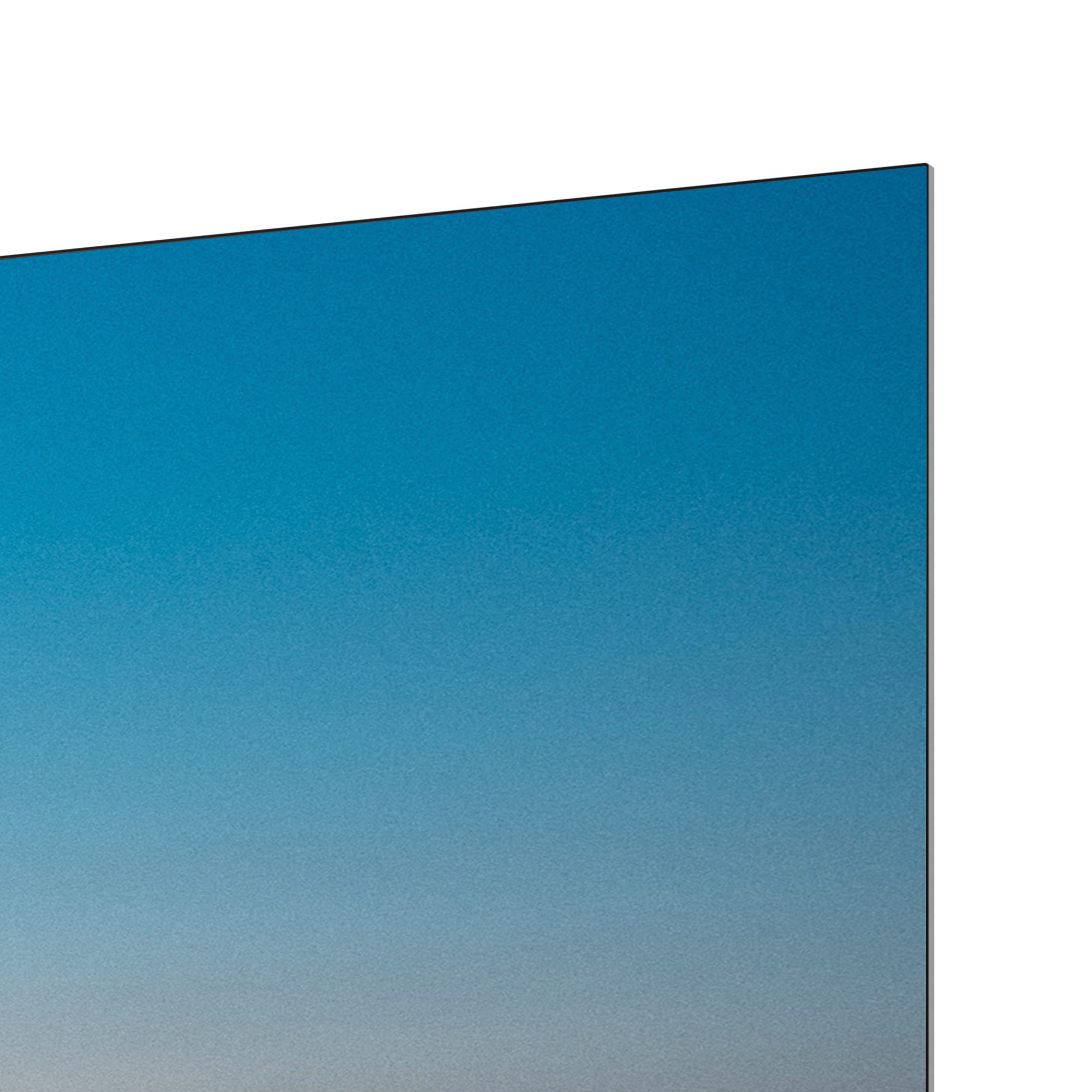 Gradient blue background with a sharp black border. Simple and clean, with a focus on the color.