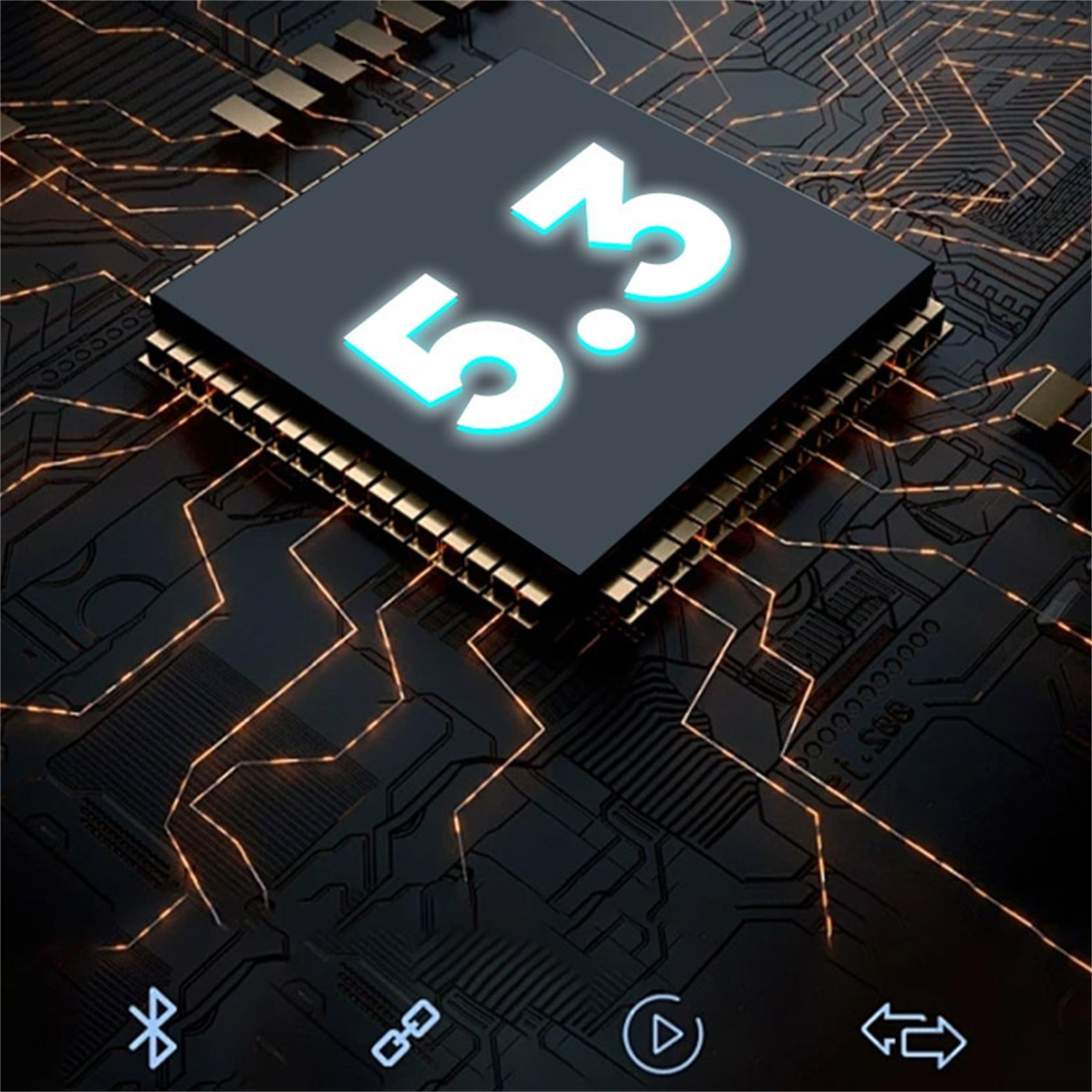 Nahaufnahme einer schwarzen elektronischen Komponente mit '5.3'.