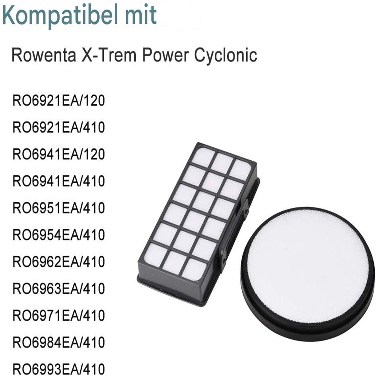 Luftfilter und Ersatzfilter. Kompatibel mit Rowenta X-Trem Power Cyclonic.