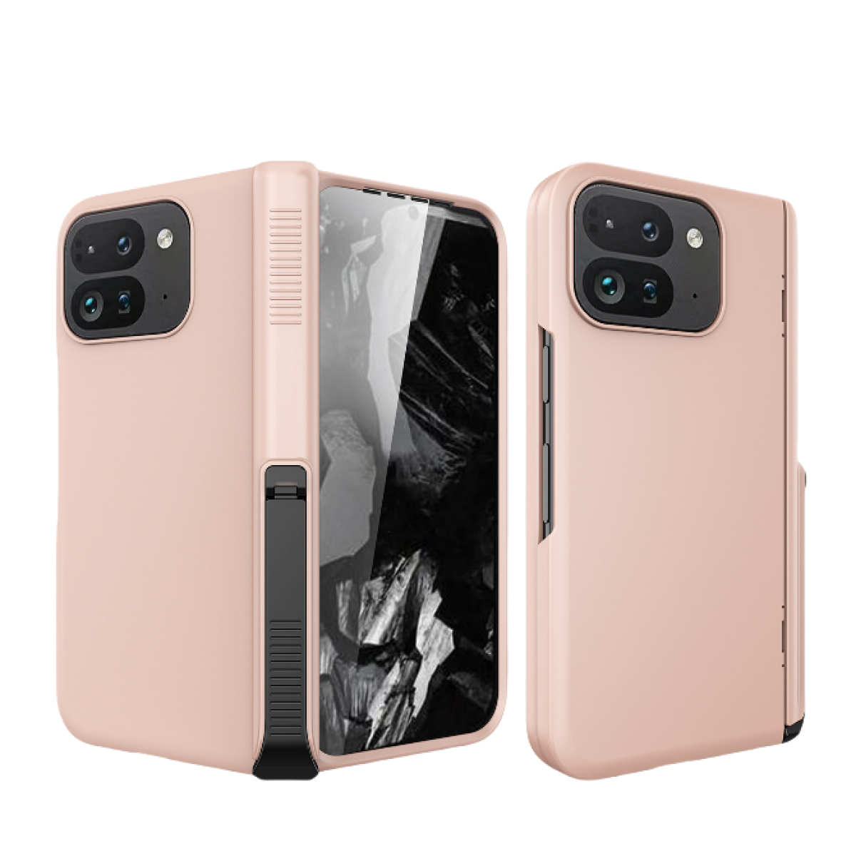 Rosa Handyhülle mit Telefon. Weißer Hintergrund.