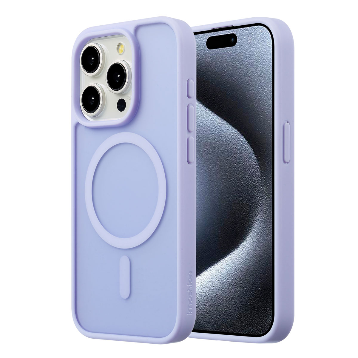 Deux téléphones avec un étui violet. Le téléphone de droite a un protecteur d'écran.