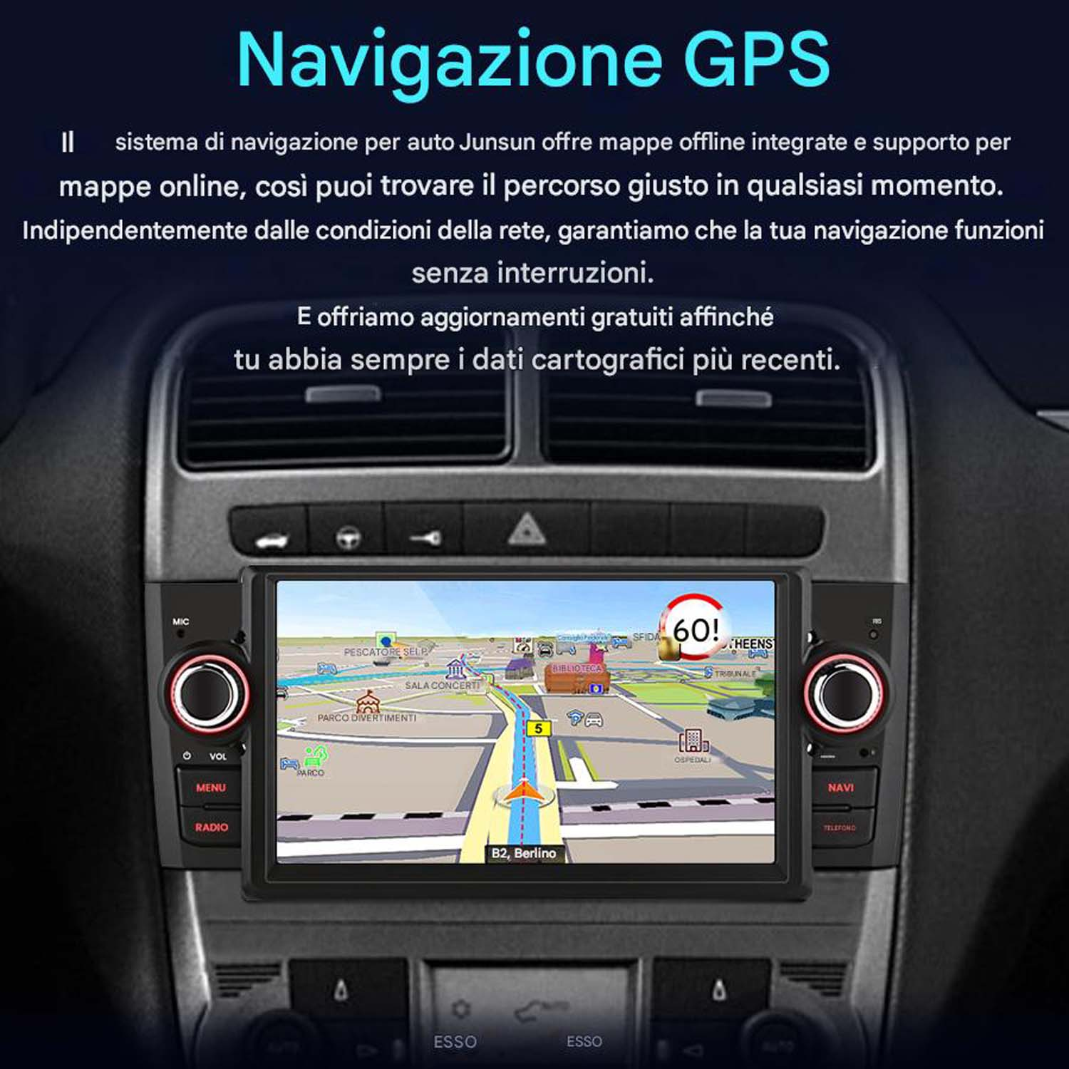 Autoradio CarPlay con Touch Screen, Bluetooth, Android Auto