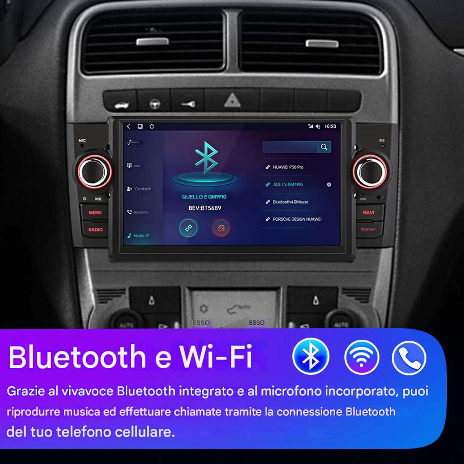 Autoradio 2 Din con Carplay e Android Auto - Radio Touchscreen da 6,86 Pollici con Mirror Link, EQ, Bluetooth, Radio FM, SWC, Porta AUX/USB/Type-C + Telecamera Posteriore