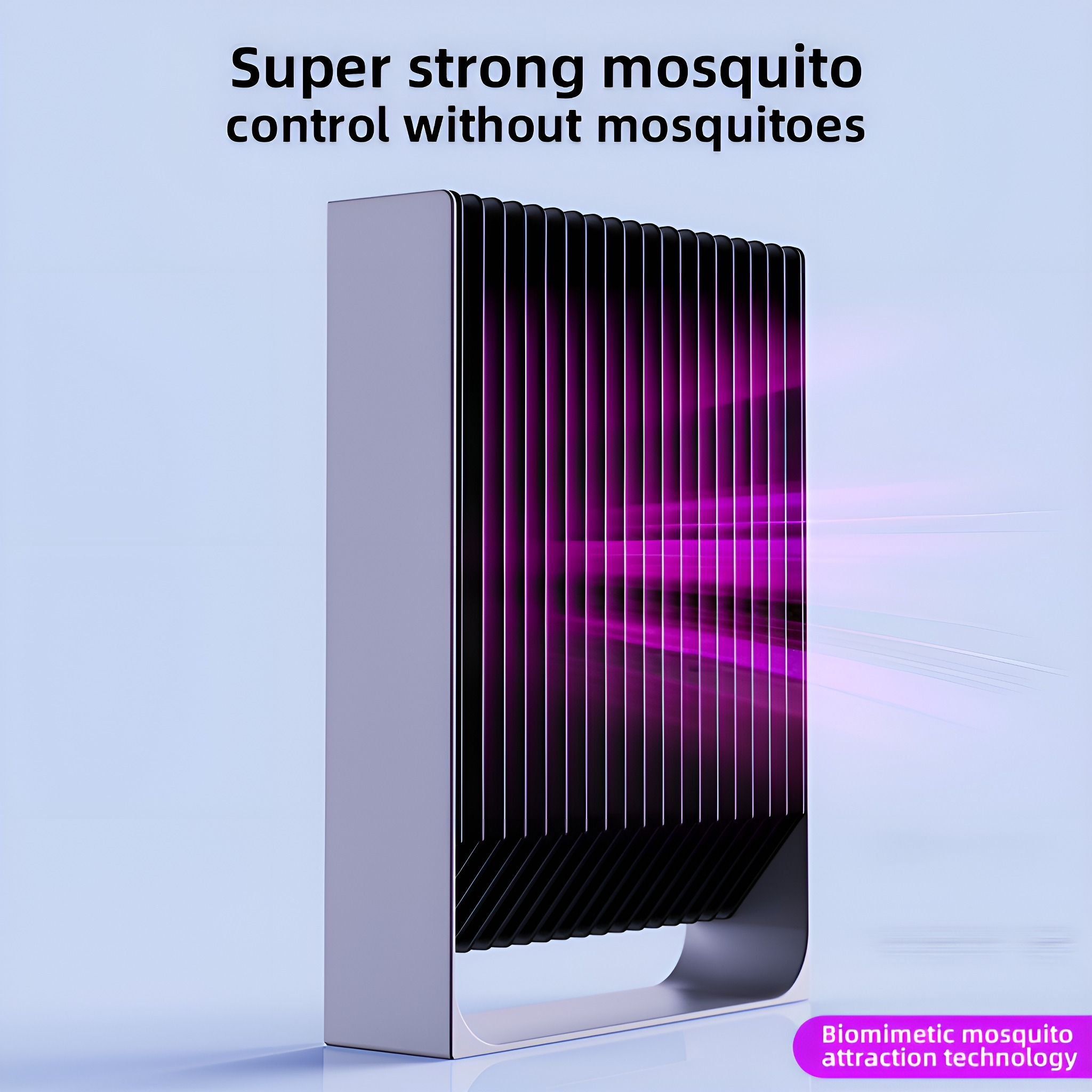 Eine weiß-schwarze Insektenfalle mit violettem Licht, zur Bekämpfung von Mücken.