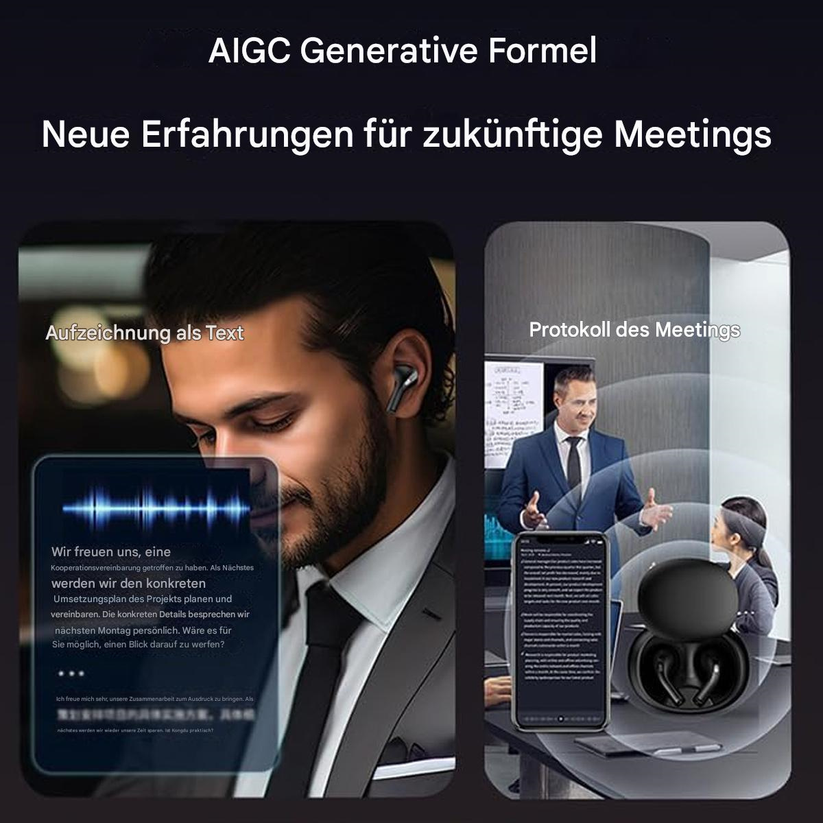 Zwei Bilder über Meetings und wie man sie mit Technologie verbessern kann.
